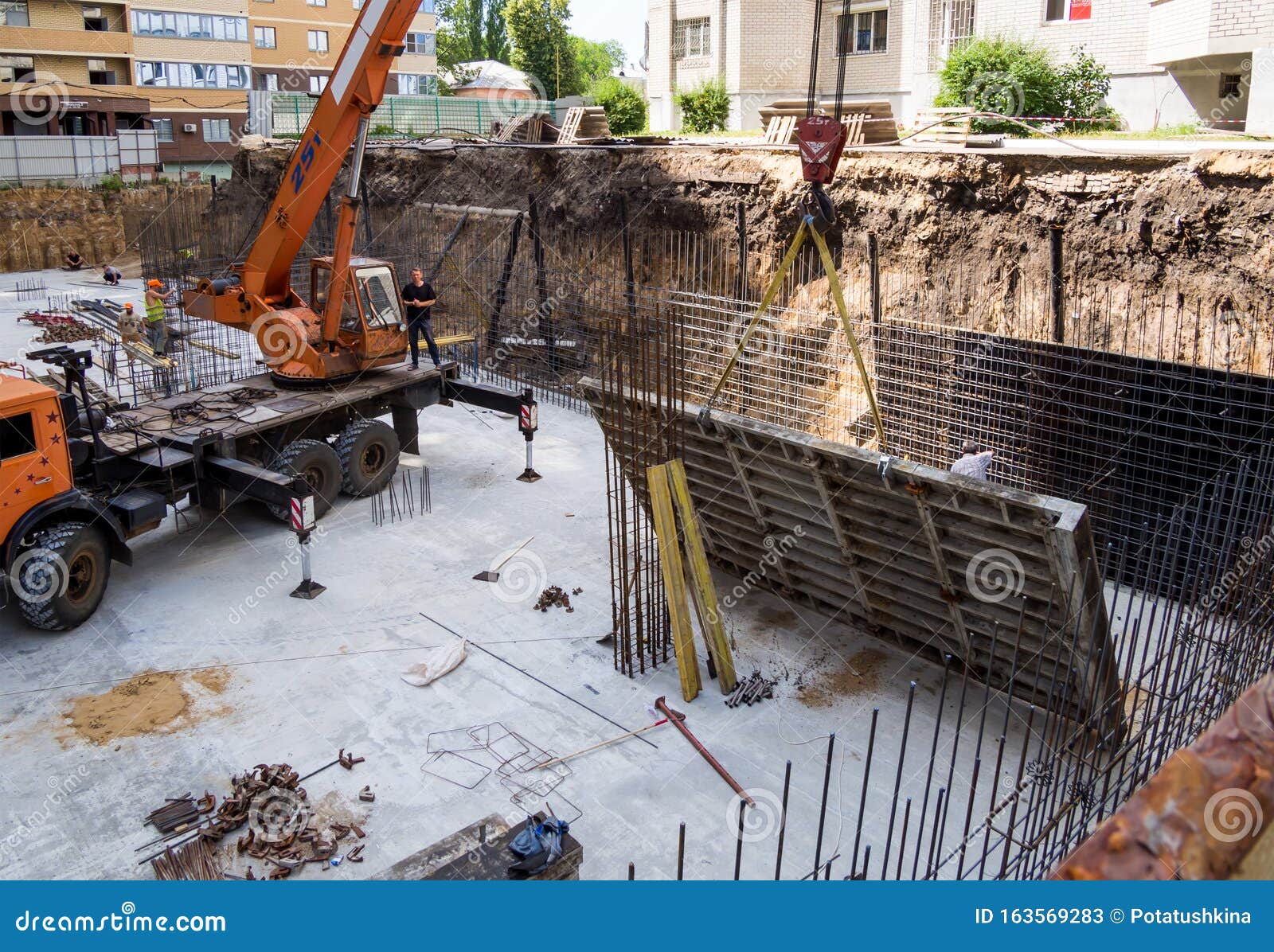 Installation of Formwork in the Pit of the Future Multi-storey Building ...