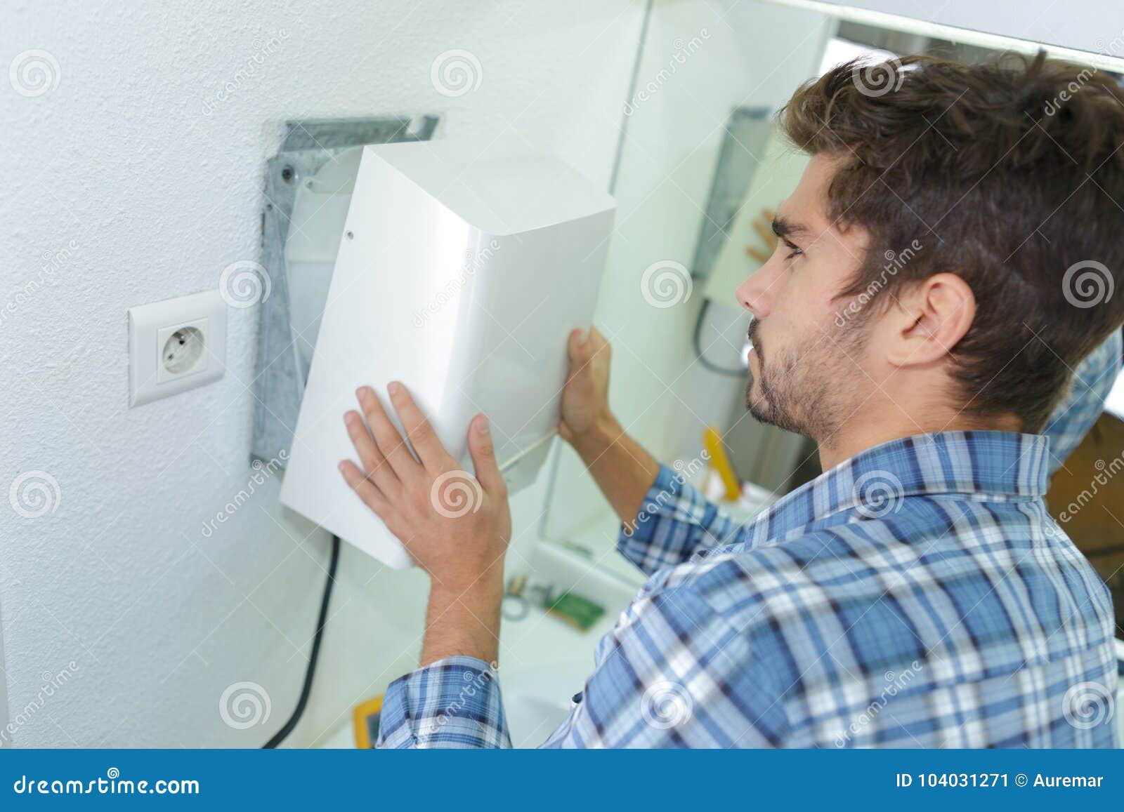 Installation Handdryer in Office Stock Image Image of indoors, test