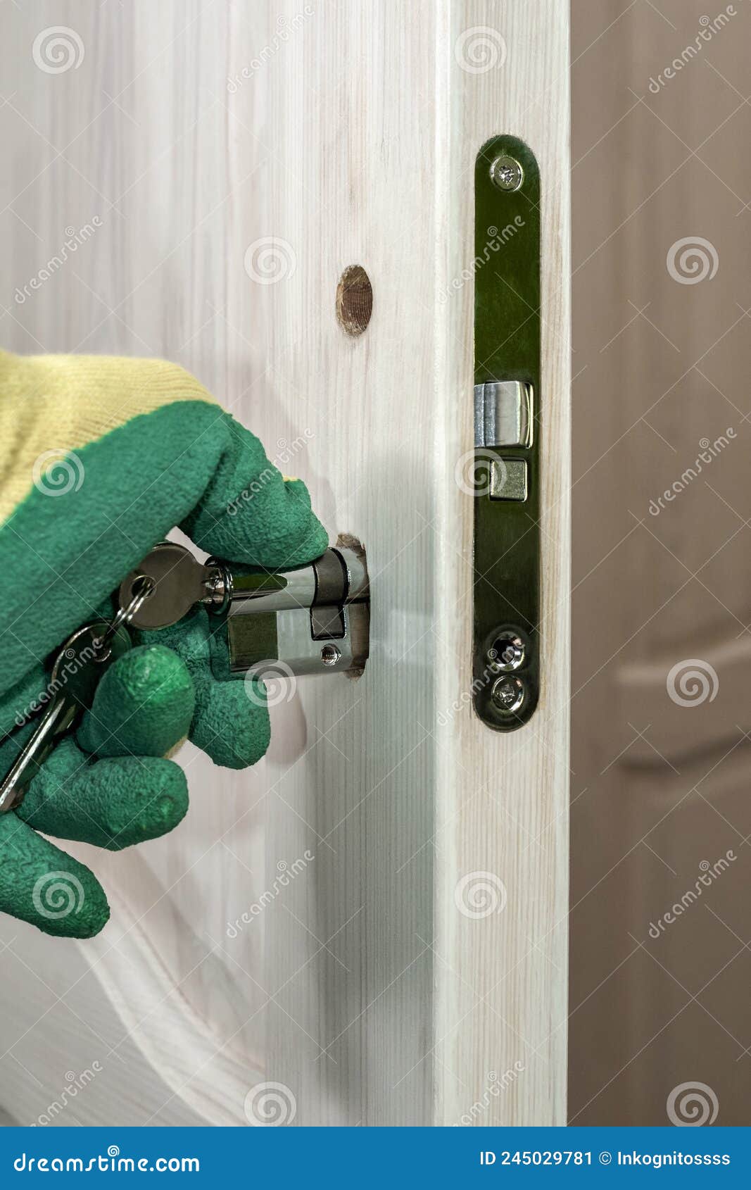 Installation and Insertion of a Cylinder with Keys for a Door Lock