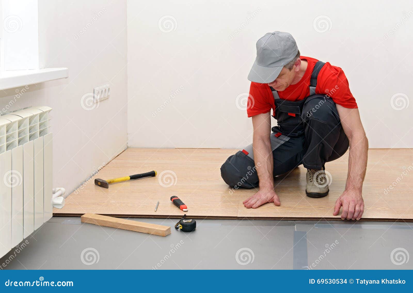 Installation Of A Laminate In The Room Stock Photo Image Of