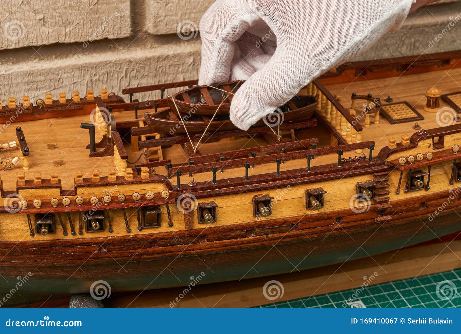 Installation of Lifeboats on the Ship Model. Assembly of Ship Model