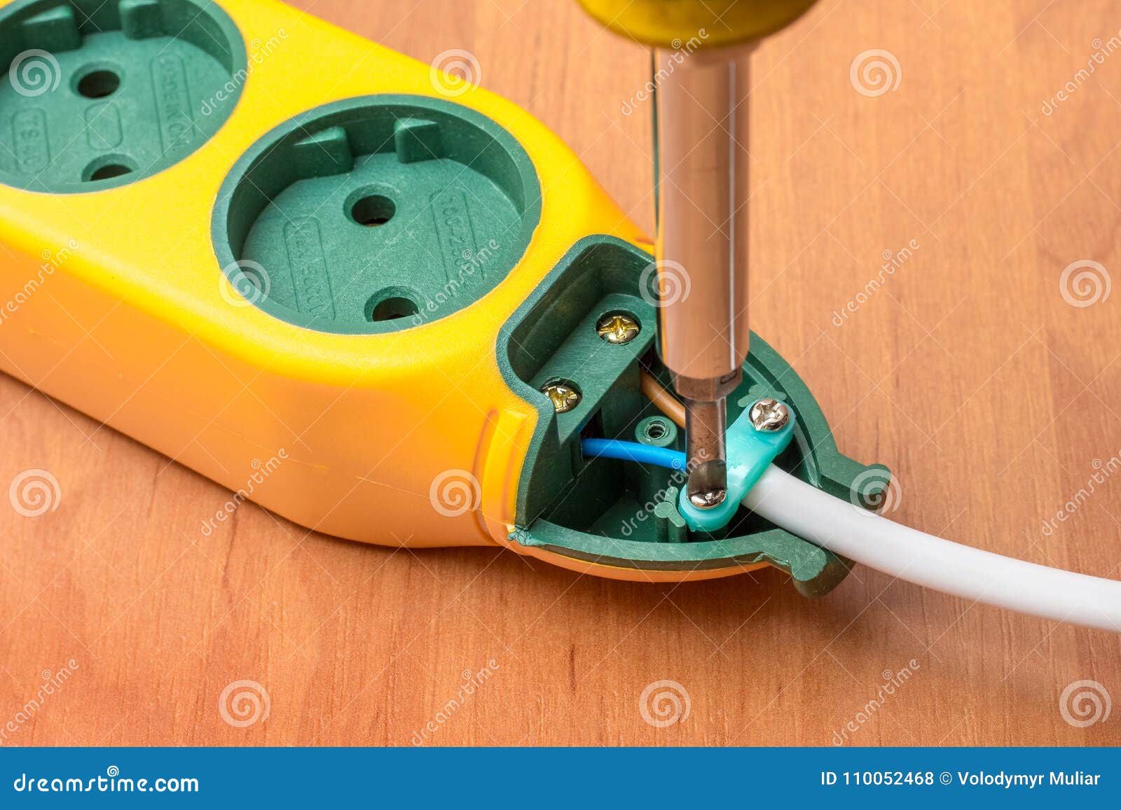 Installation of a New Outlet with a Screwdriver, Electrical Work Stock