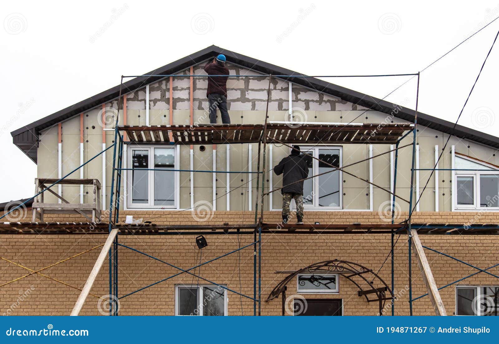 Installation of Siding on the Walls of the House Stock Image Image of