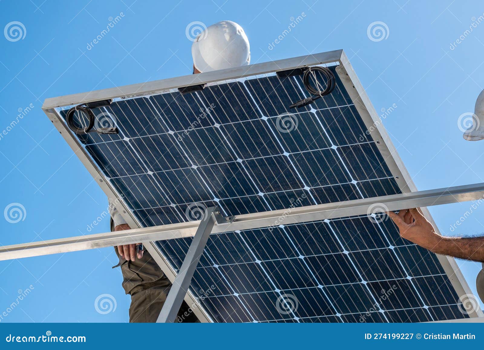 Installation of Solar Panels, in Family Residences Stock Image Image