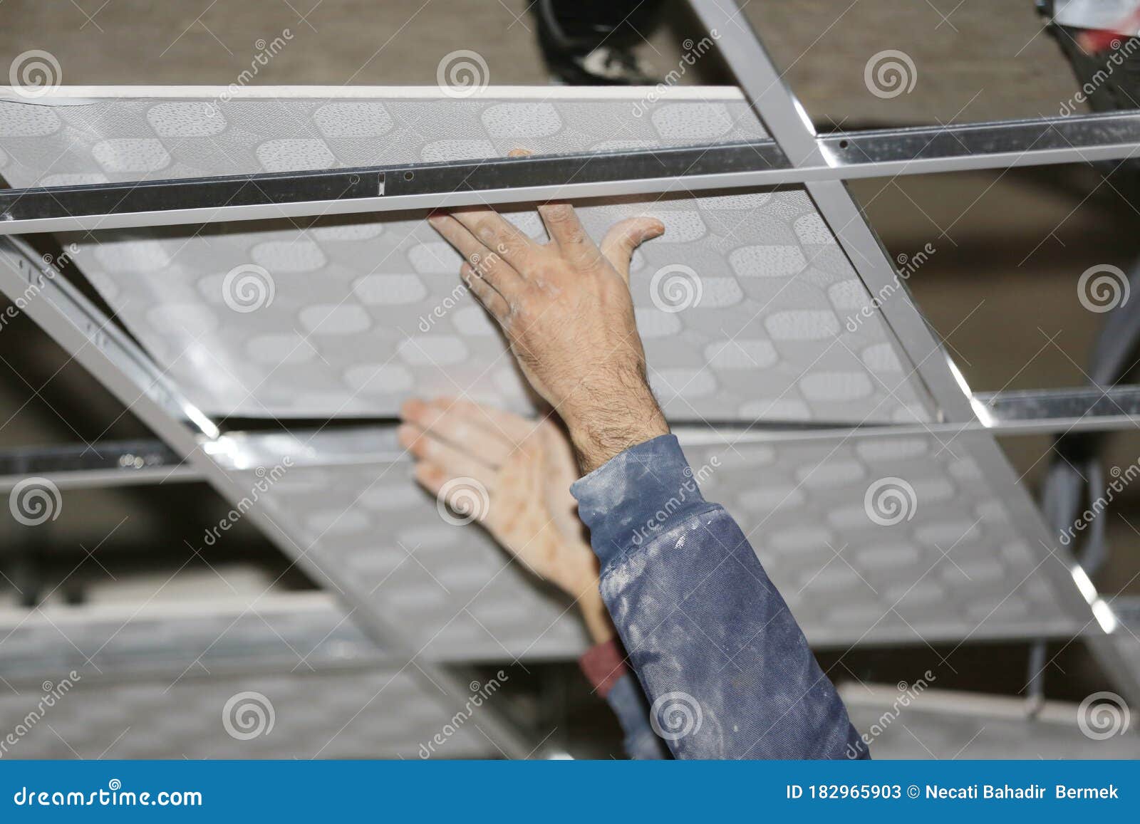 Installation of suspended stock image. Image of residential 182965903