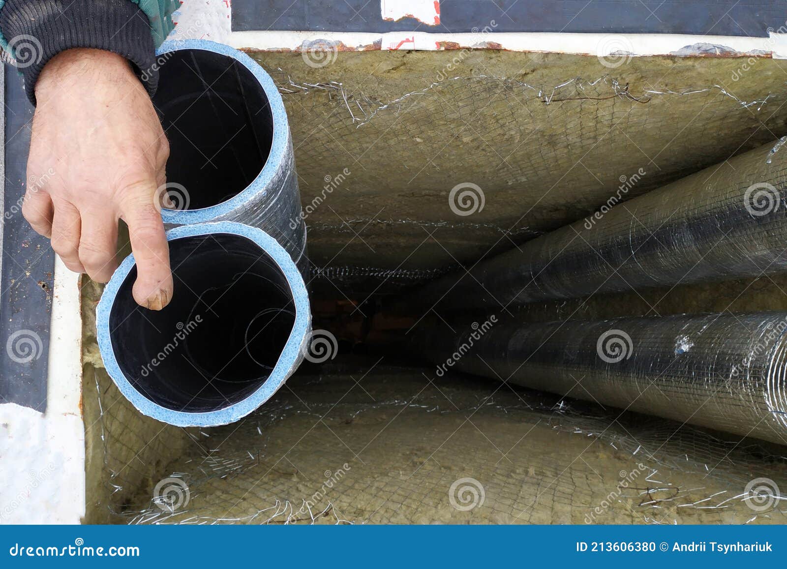 installation of ventilation system in the house, fixing the ventilation pipe in the chimney