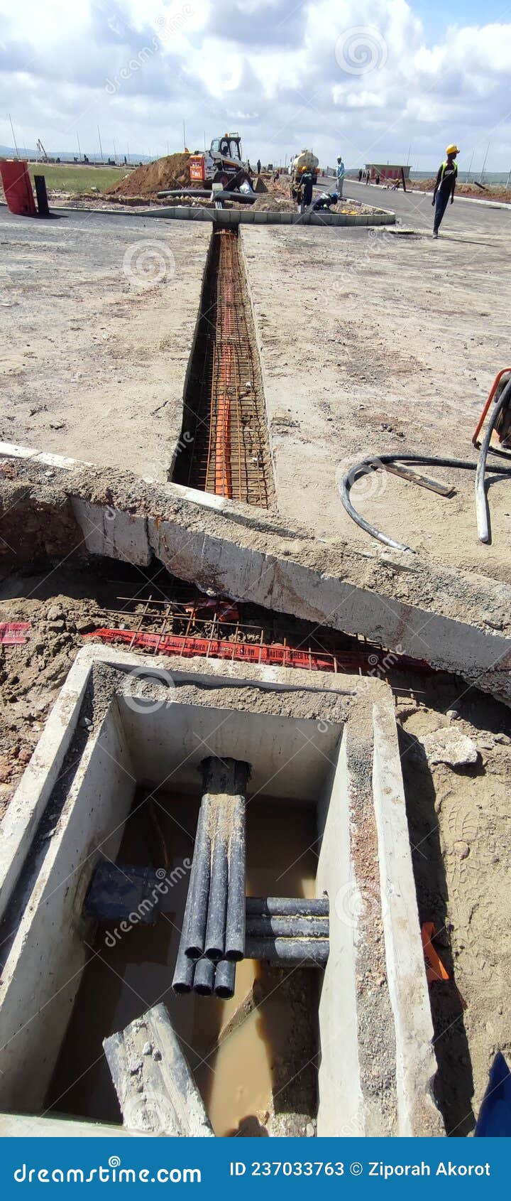 Installation of Warning Tape and Reinforcement for the Protection Slab