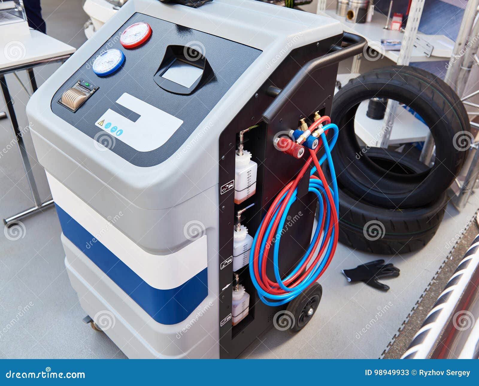 Installation for Working with Refrigerant in Car Stock Image