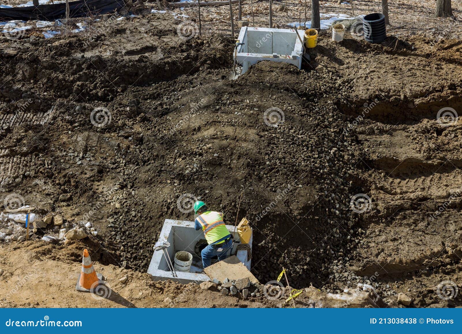 Cement In The Drained Water Pools Of The Lotus Temple, A Bahai House Of