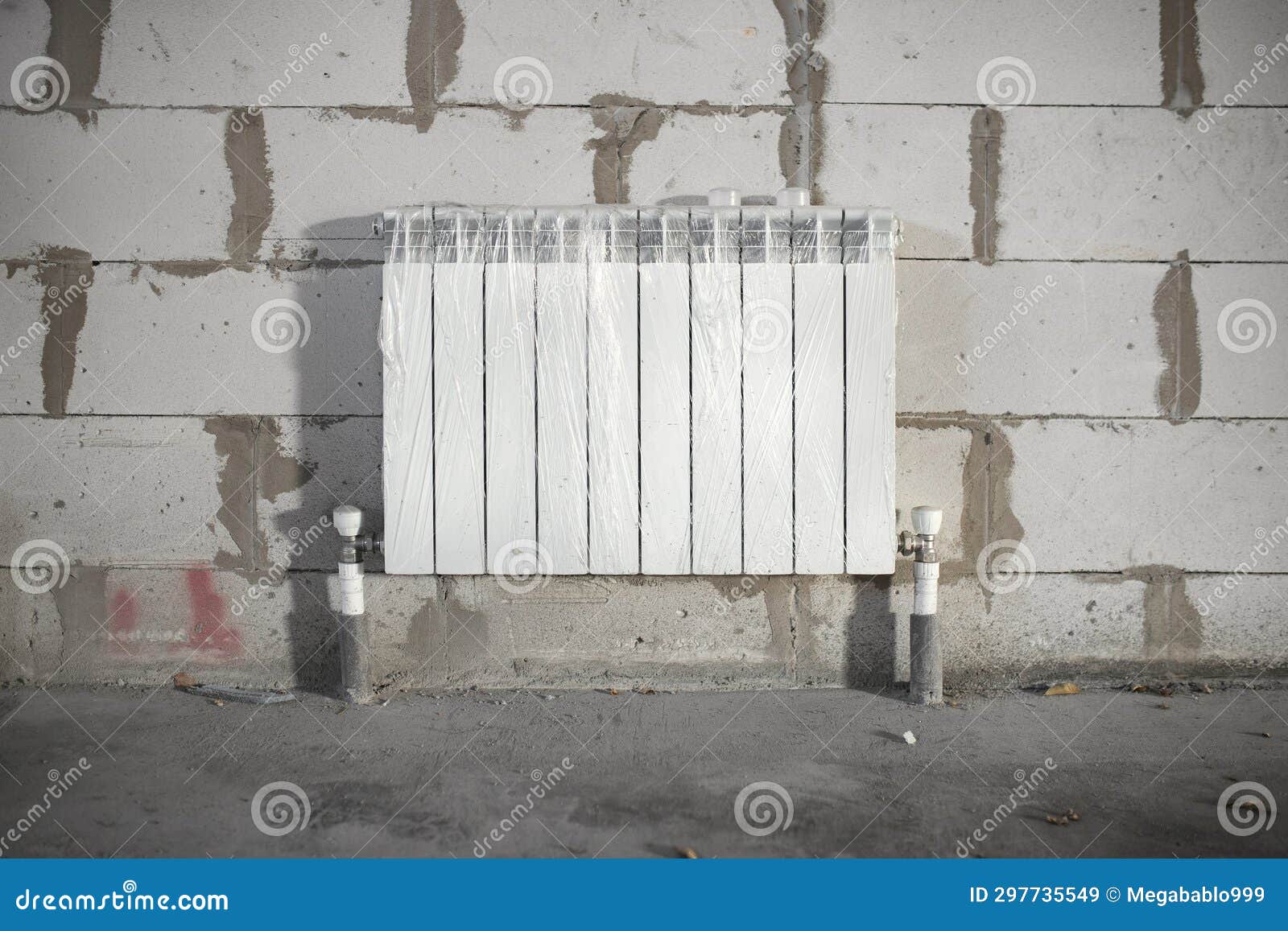 Installed Heating Radiators in Rough Finish during Building