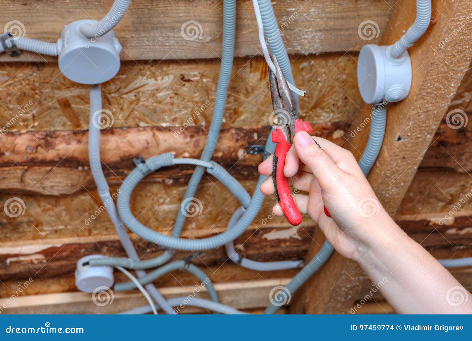 Installing Ceiling Light Wiring Electrician Mounter Hand