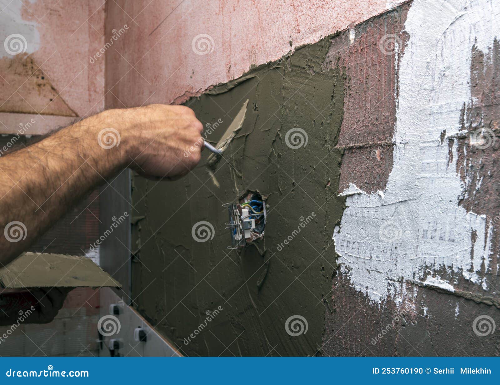 Installing Ceramic Wall Tiles with Tile Levelers Stock Photo Image of
