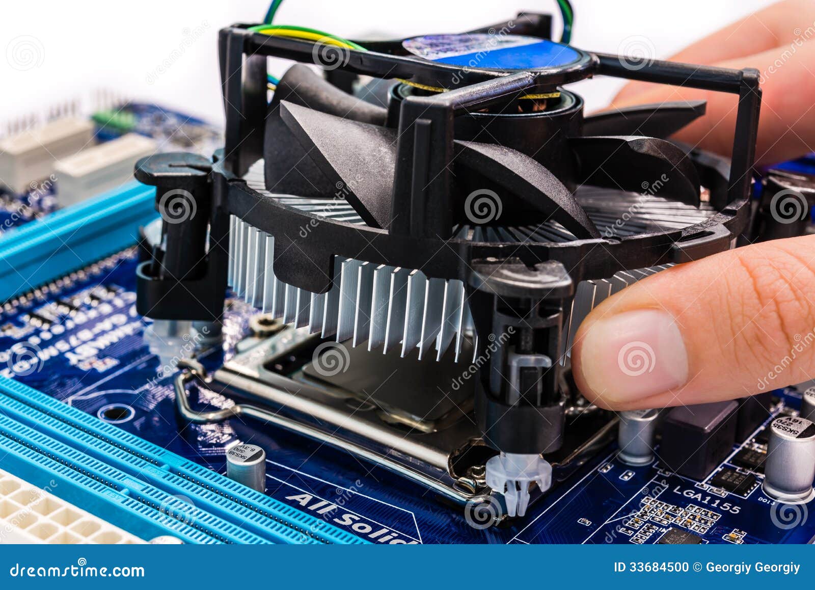 Installing CPU cooler stock photo. Image of cooling, detail - 33684500