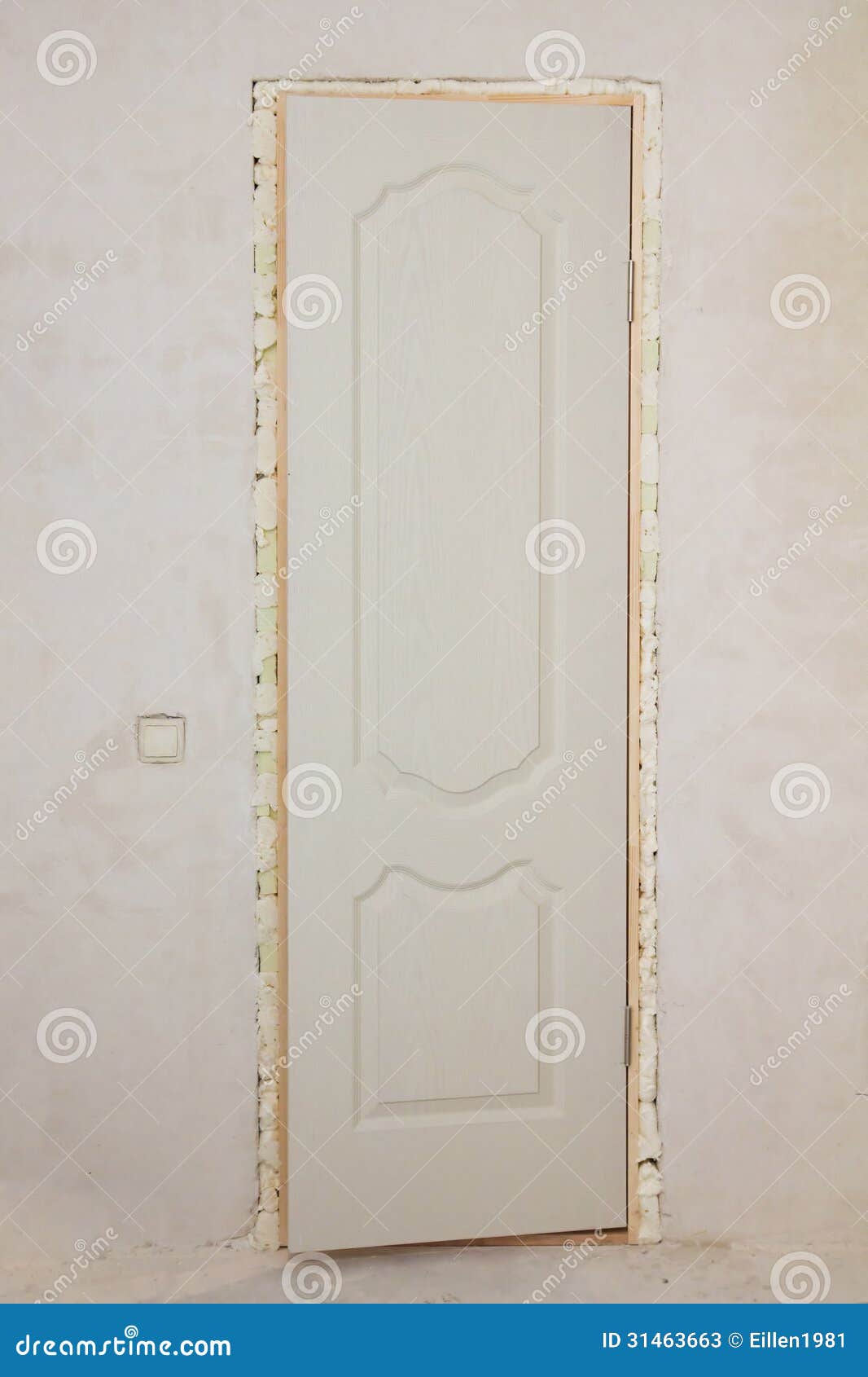 Installing a Door To the Bathroom Stock Image Image of plaster, dirty