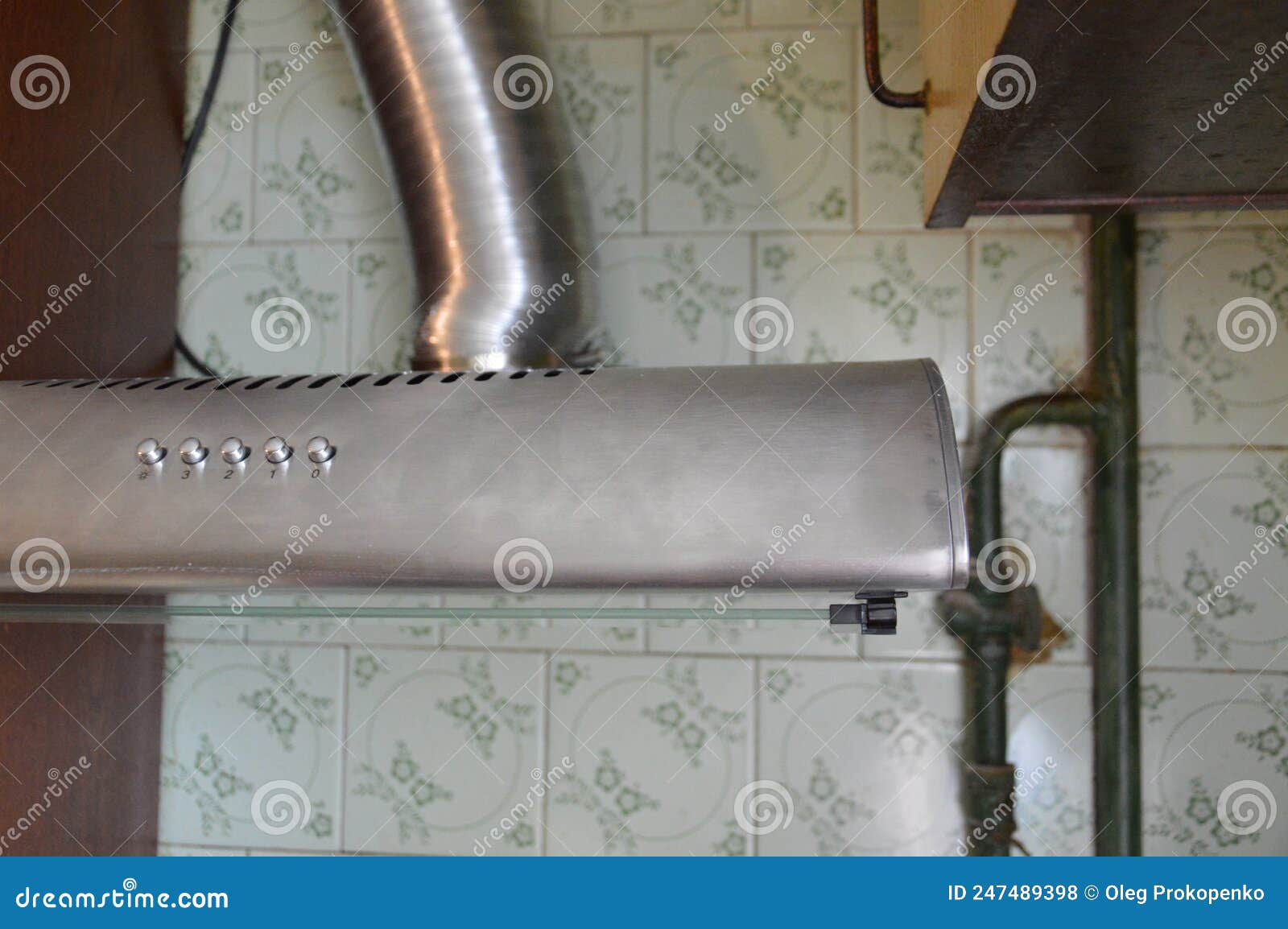 Installing a Kitchen Hood for Ventilation Stock Photo Image of