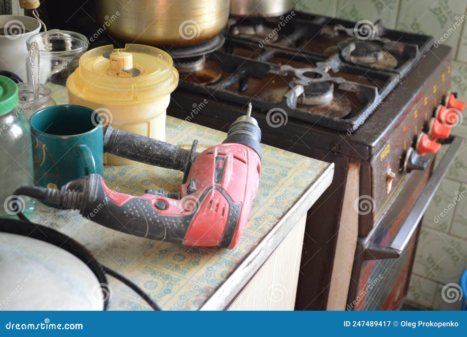 Installing a Kitchen Hood for Ventilation Stock Image Image of work