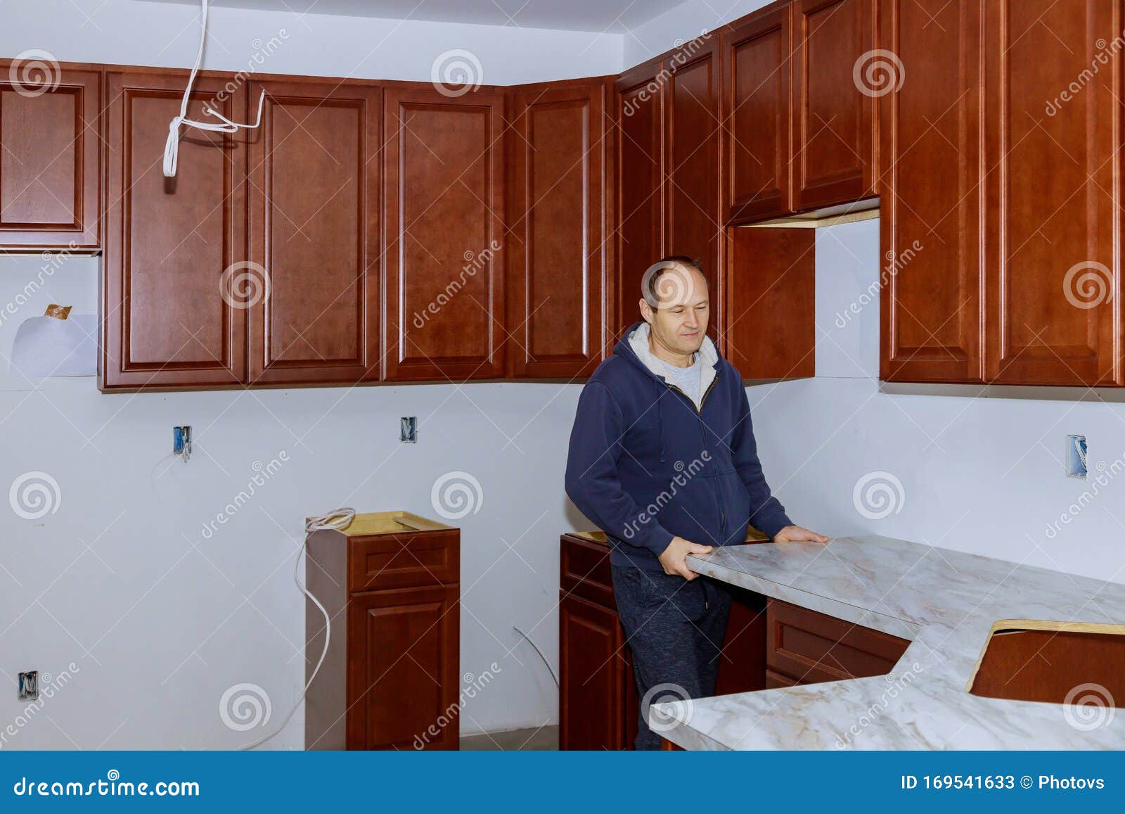 Installing Laminate Kitchen Counter Top Stock Image Image of builtin