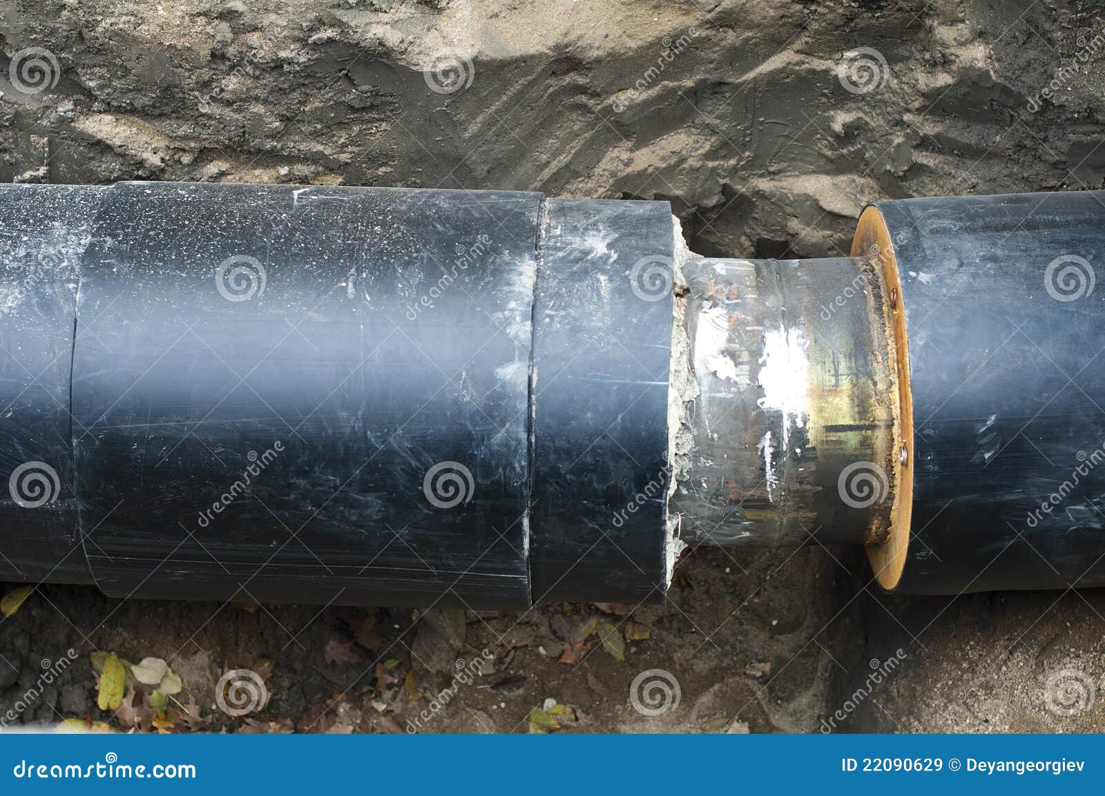 Installing Pipes for Hot Water and Steam Heating Stock Image Image of