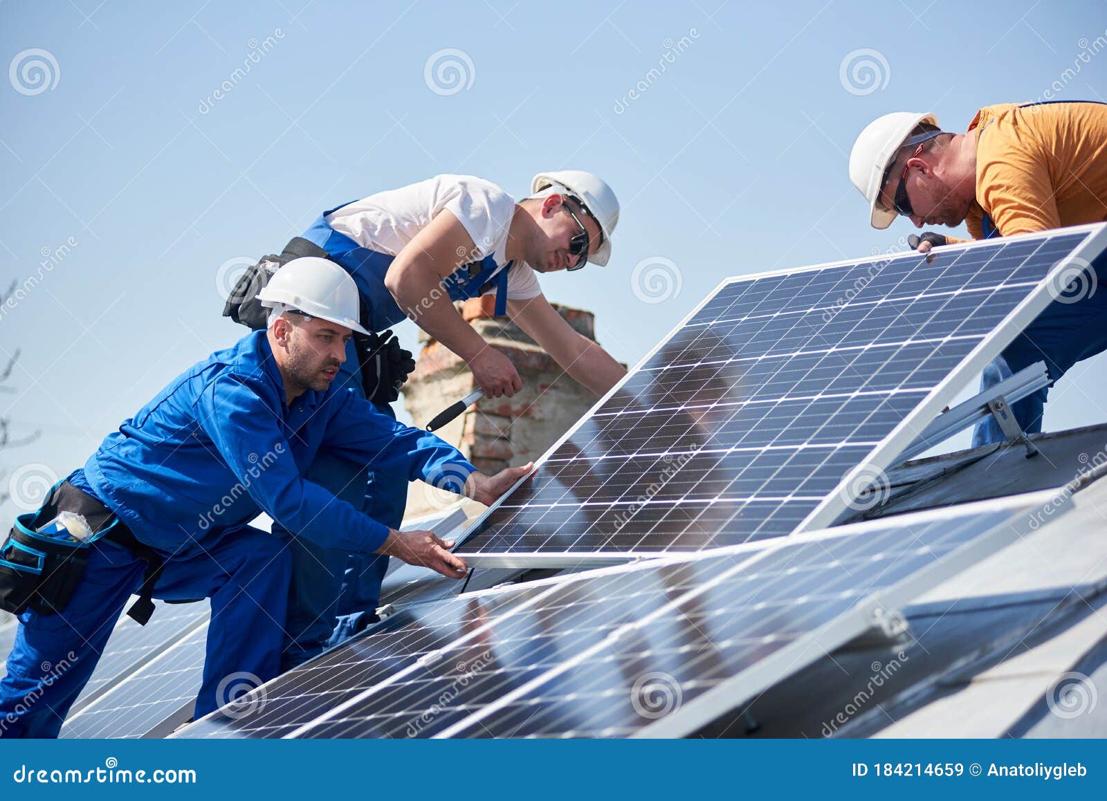 installing solar photovoltaic panel system on roof of house