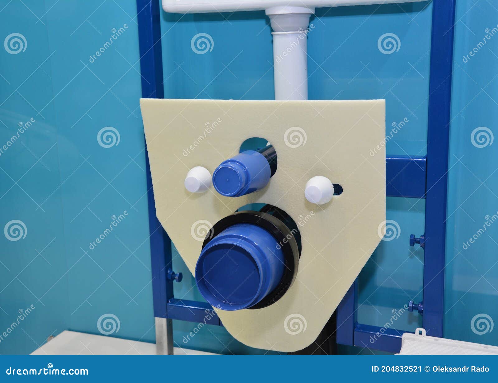 Installing A Wall Hung Built In Wall Mounted Concealed Cistern Toilet System With A Waste Pipe And Flush Mechanism Fitted But Stock Image Image Of Equipment Wall 204832521