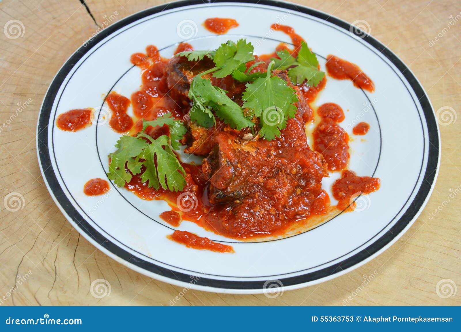 Instant Can Fish in Ketchup on Dish Stock Image Image of supply, instant 55363753