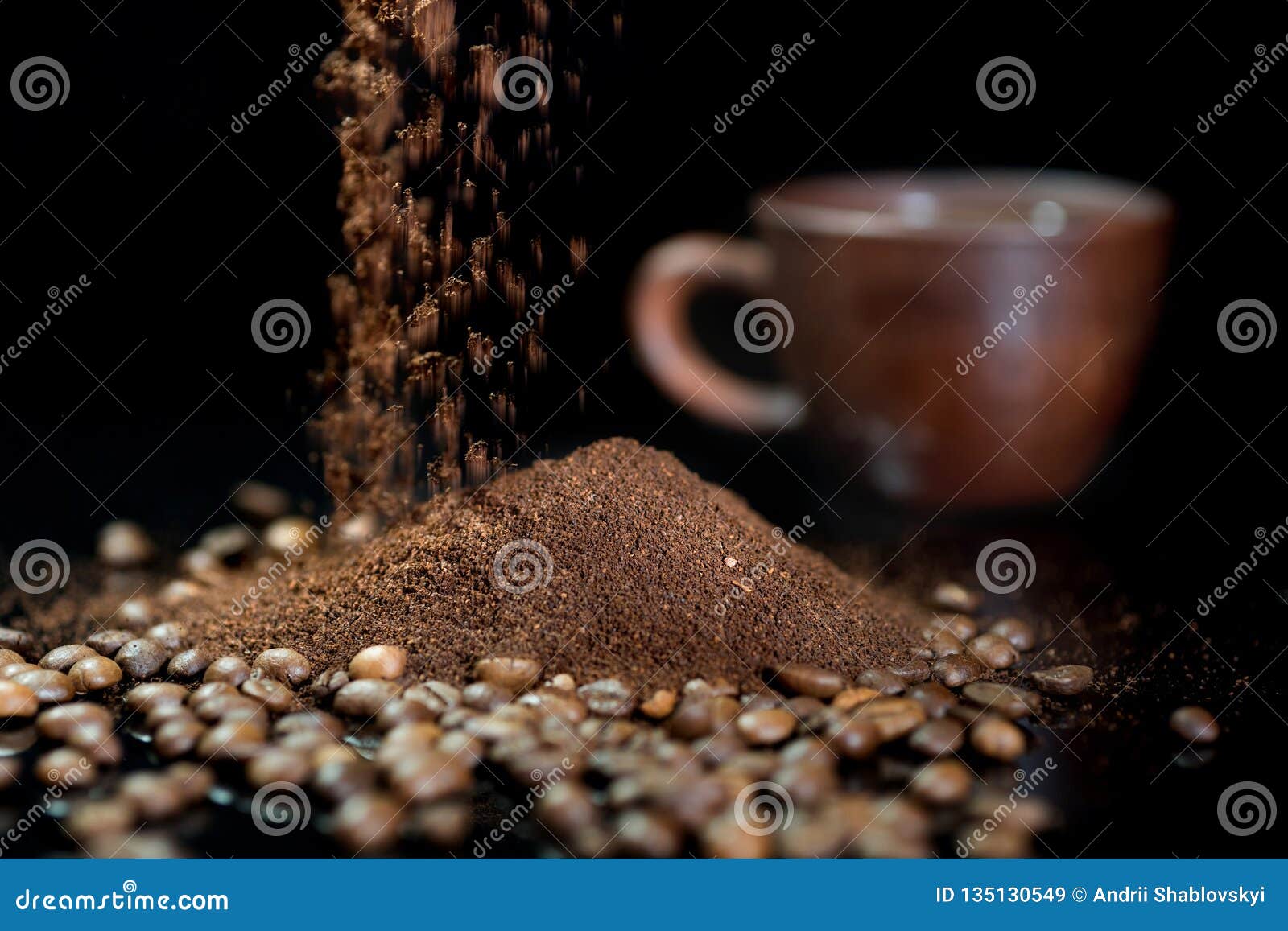 instant coffee against the background of coffee beans