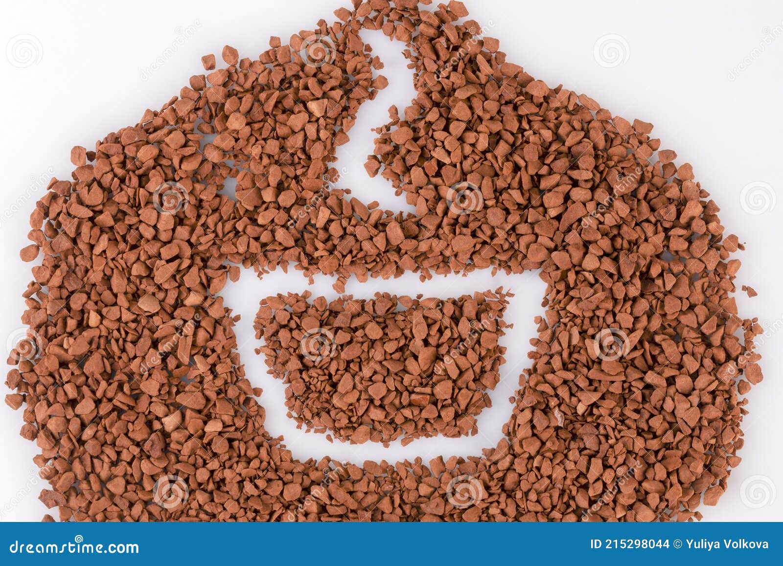 Instant Coffee Granules Scattered on the Surface. Fragrant Coffee