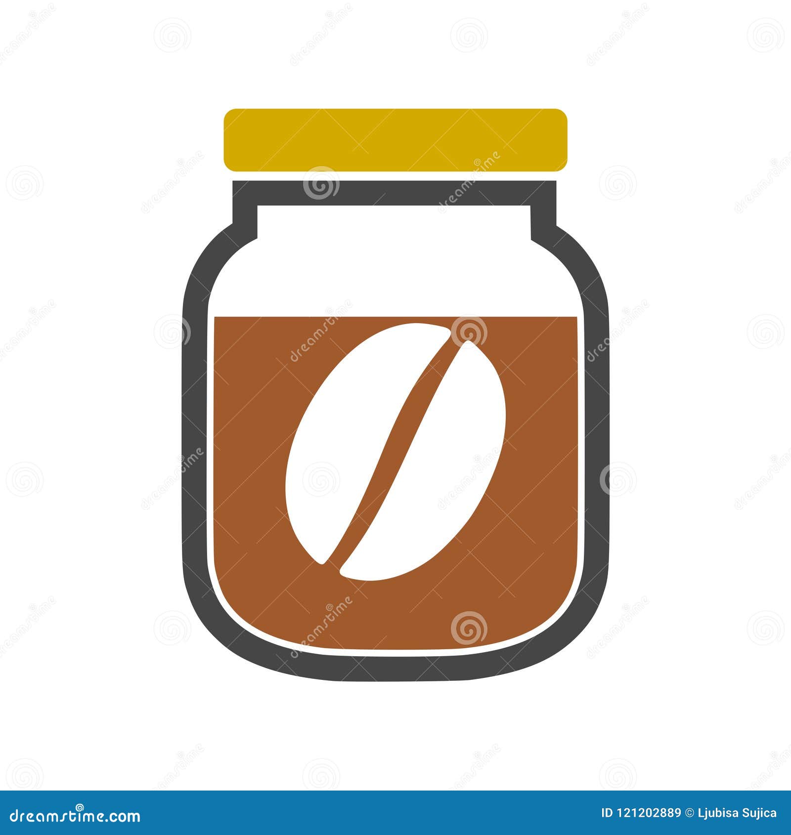 Instant coffee glass jar with isolated icons Vector Image