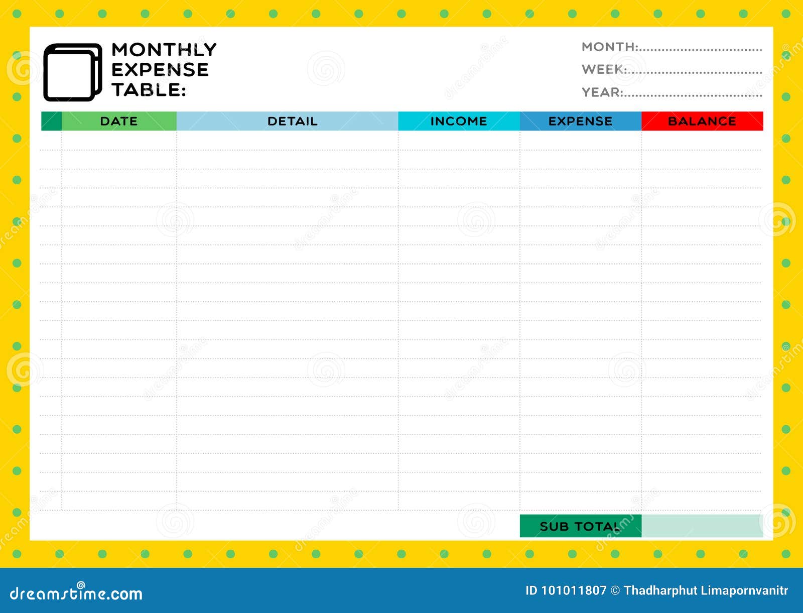monthly expense table stock vector illustration of arrange 101011807 monthly expense