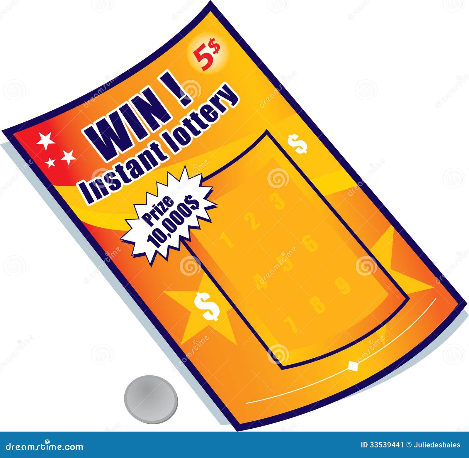 Instant lottery ticket stock vector. 