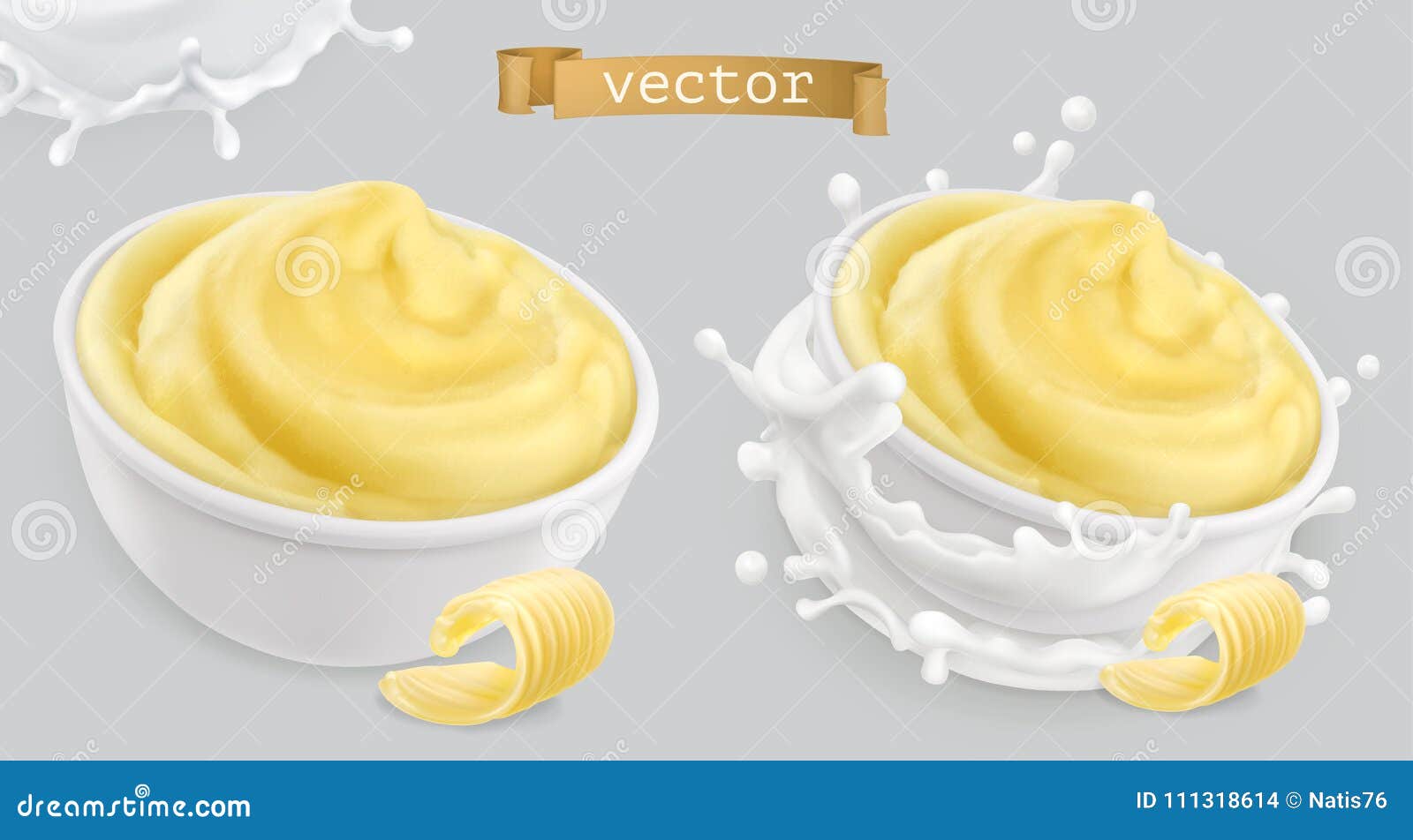 instant mashed potatoes, with butter and milk.  icon set