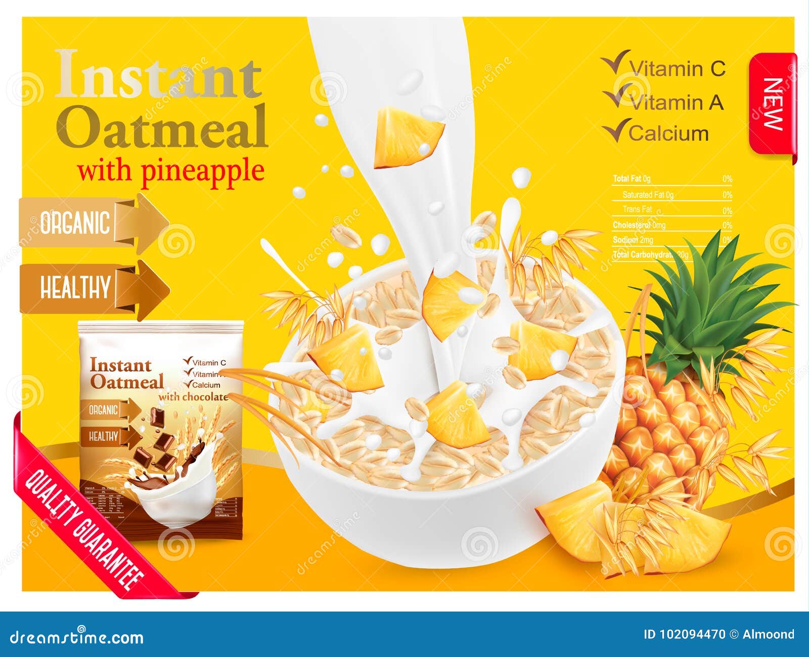 instant oatmeal with berry advert concept.