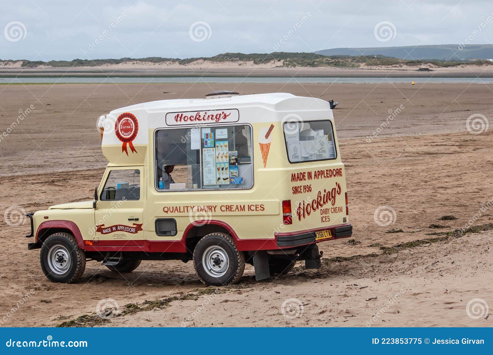 INSTOW, DEVON, ENGLAND 25 June 2021 Hocking`s Dairy Ice Cream Van on