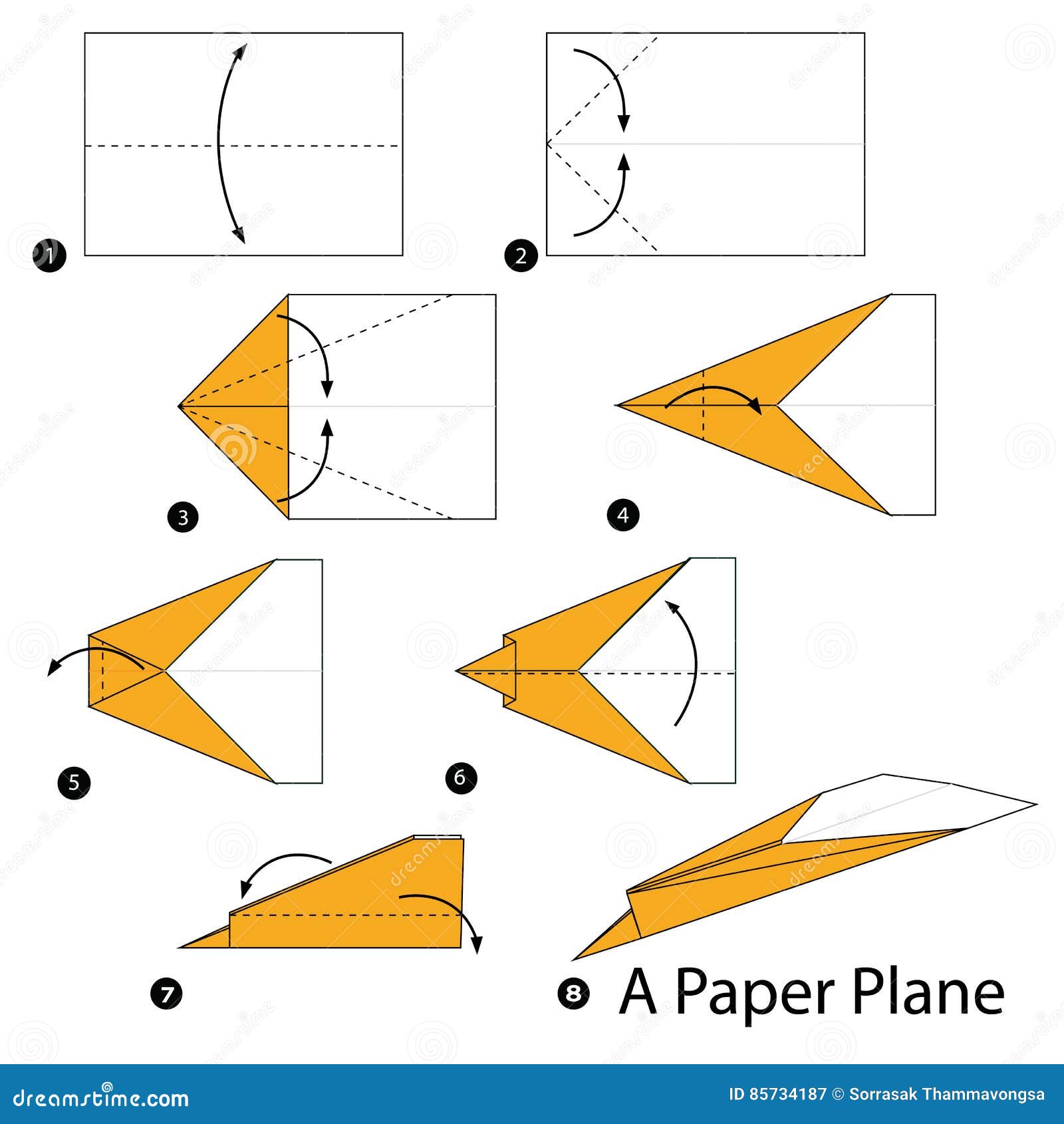 illustration stock instructions étape par étape ment faire à origami un avion de papier image