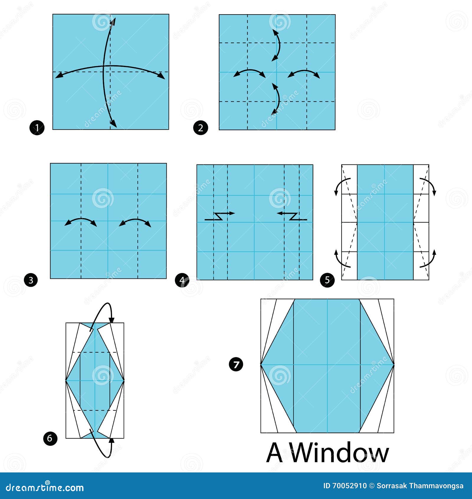 Instructions Etape Par Etape Comment Faire A Origami Une Fenetre Illustration De Vecteur Illustration Du Papier Illustration