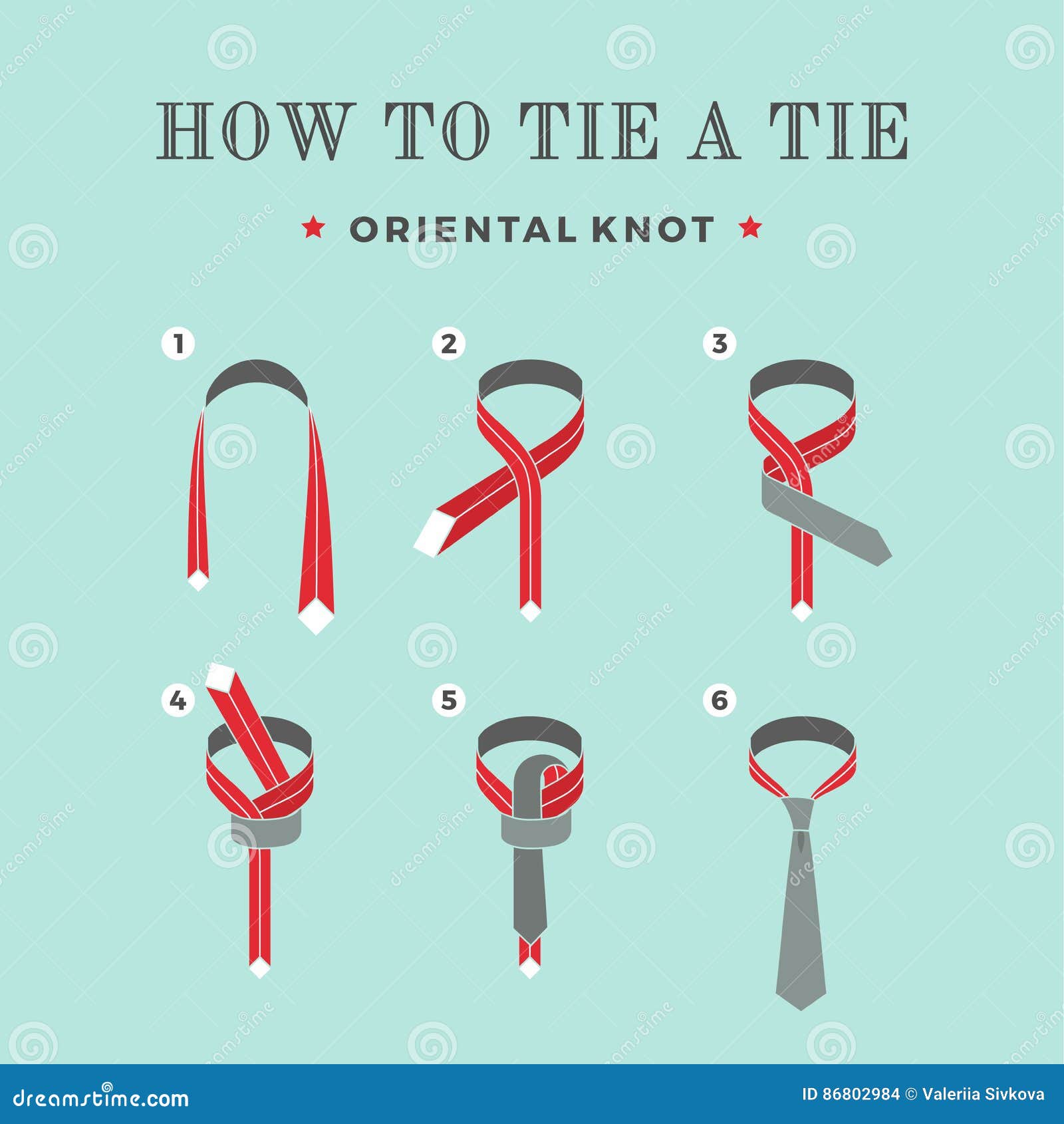Instructions on How To Tie a Tie on the Turquoise Background of the Six ...