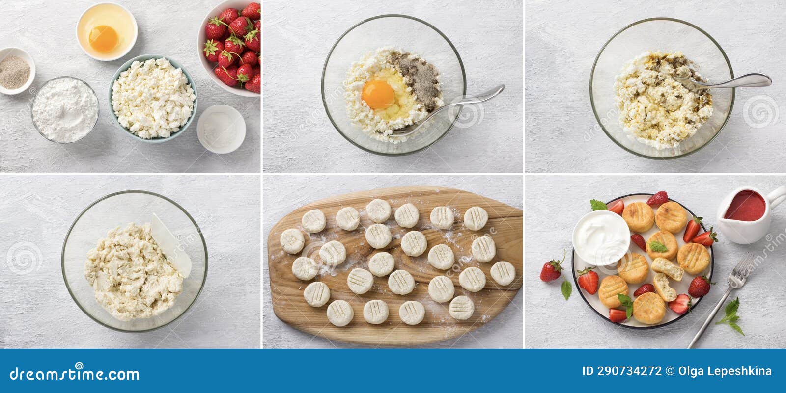 Instructions for Making Baked Cottage Cheese Gnocchi, Collage, Step by