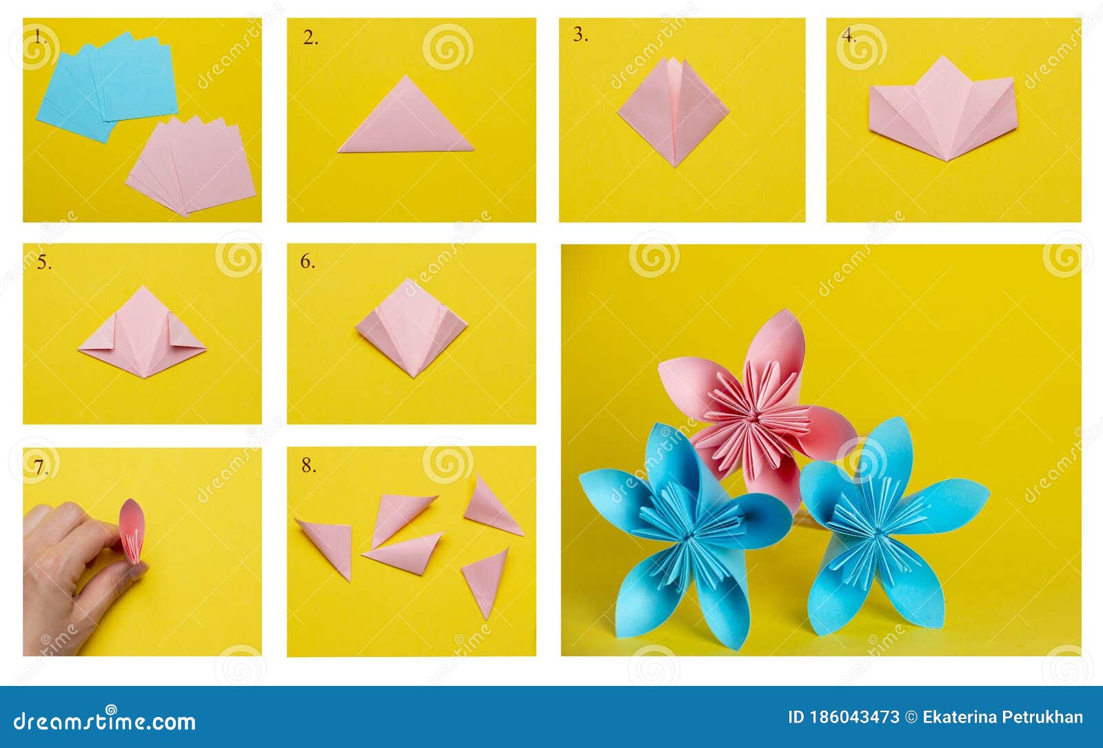 DIY instructions. Comment à faire carte avec origami Colombe à maison.  étape par étape photo instruction. étape 4. papier plier lignes 26498106  Photo de stock chez Vecteezy