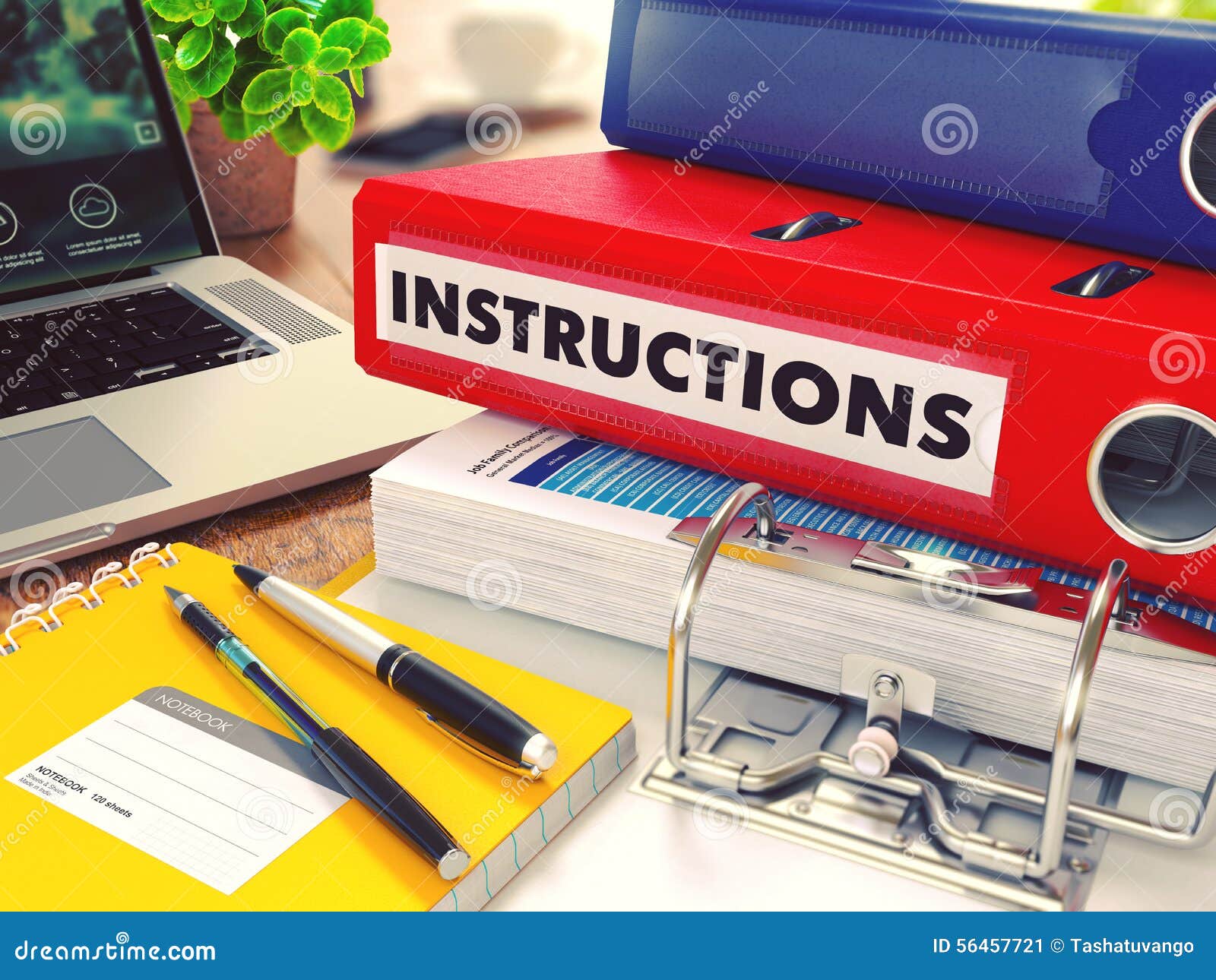 Instructions on Red Office Folder. Toned Image Stock Image Image of