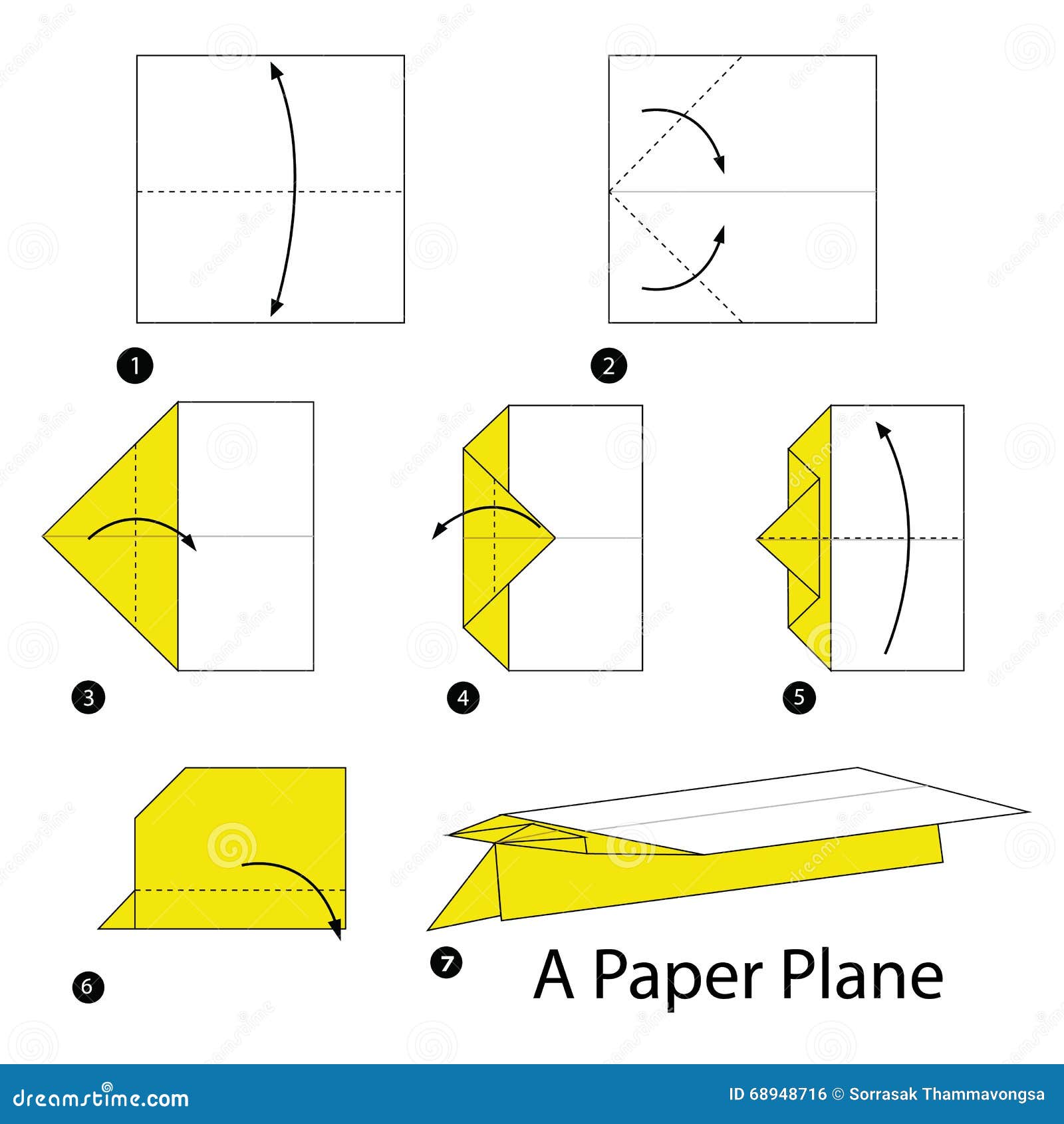 illustration stock instructions tape par tape ment faire origami un avion de papier image
