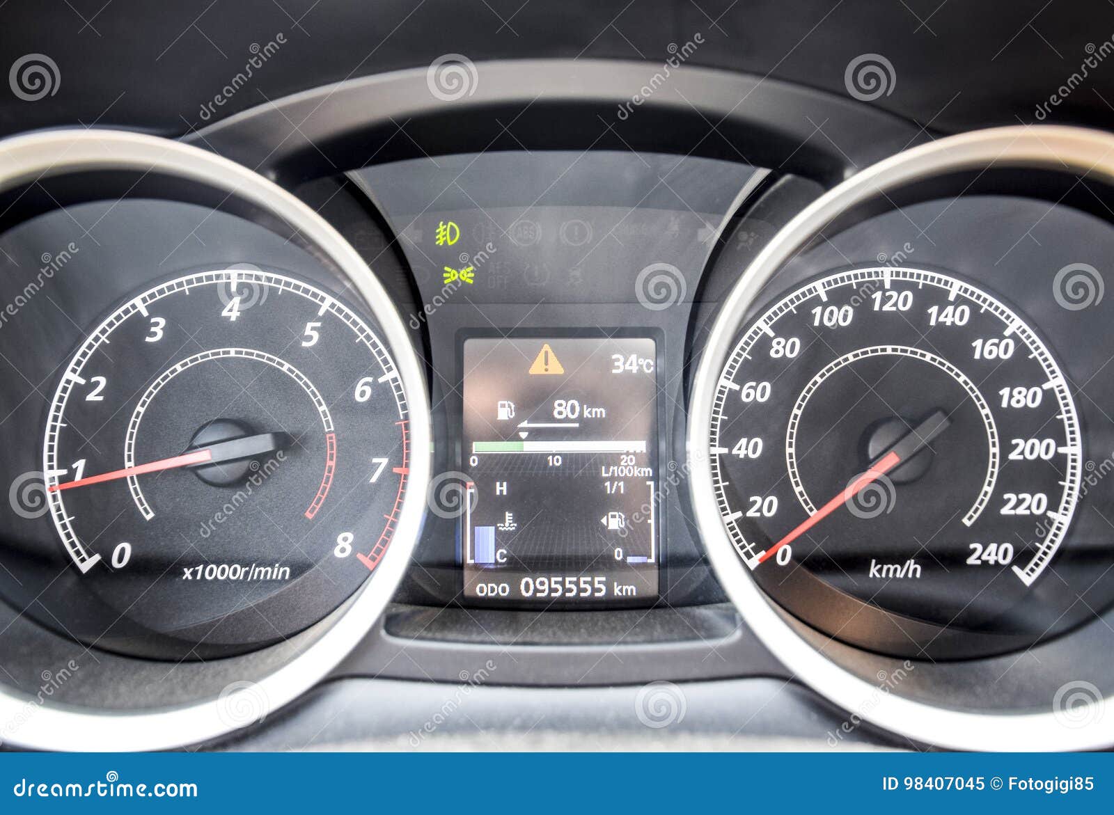 The Instrument Panel of the Car is Out of Motion. Modern Car Dashboard