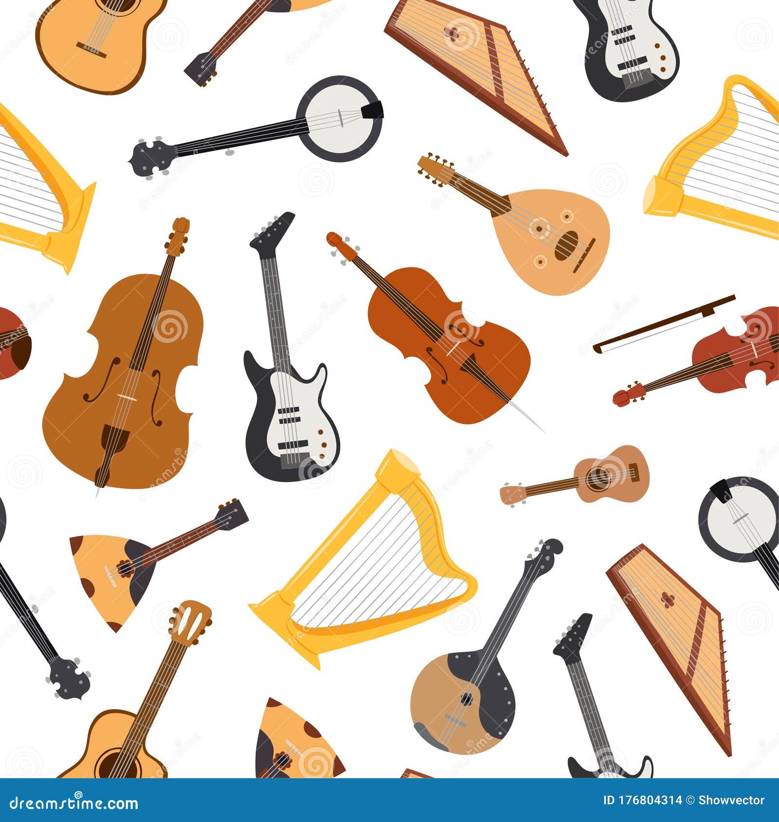 algas marinas Ardiente Contento Instrumento Musical De Cuerdas Con Cuerdas Mandolin Banjo De Bluegrass Y  Guitarra Lute Sin Fisuras Vectorial Ilustración del Vector - Ilustración de  conjunto, estilo: 176804314