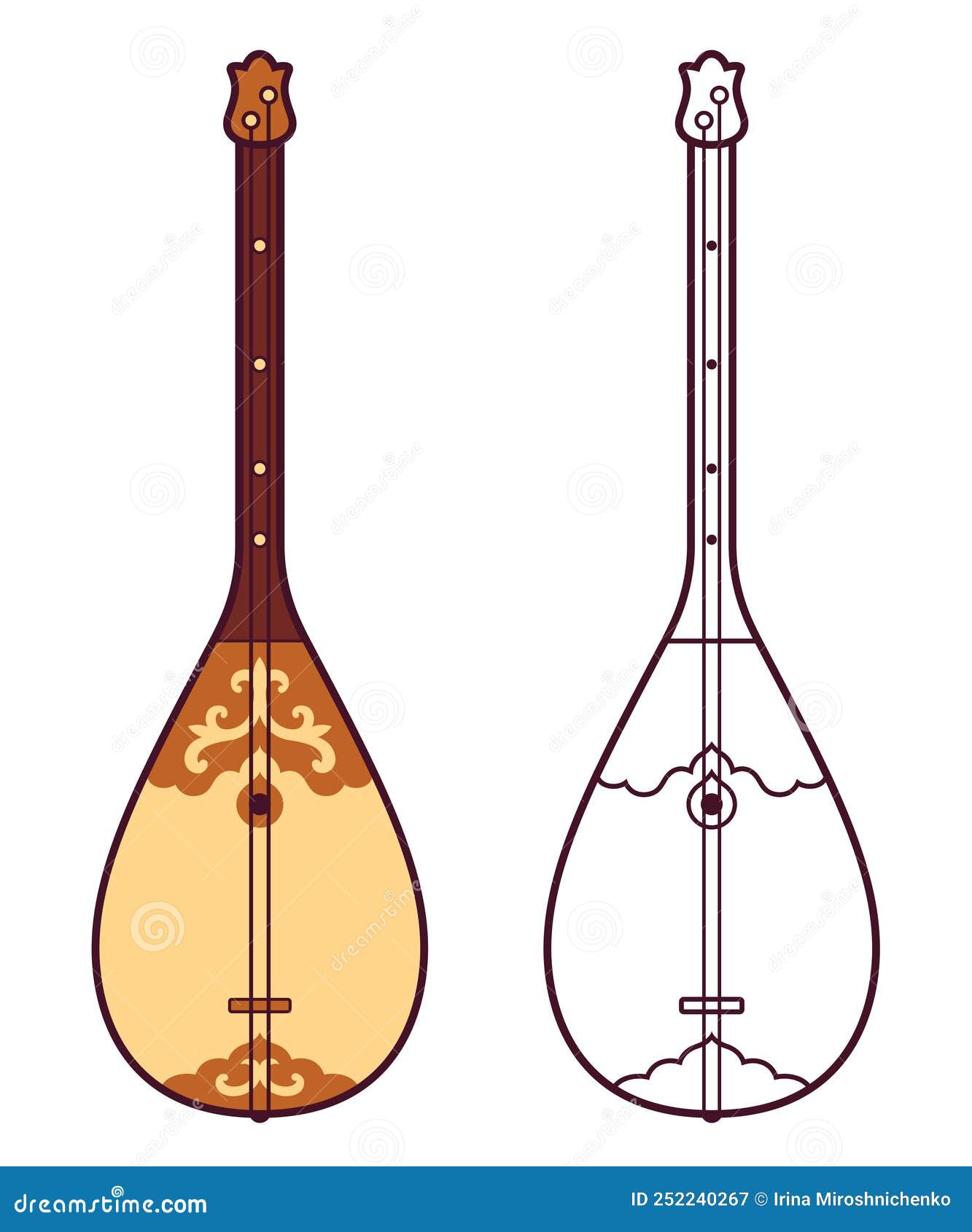 buque de vapor mundo válvula Instrumento Musical Tradicional Kazajo De Dombra Stock de ilustración -  Ilustración de asia, kazakh: 252240267