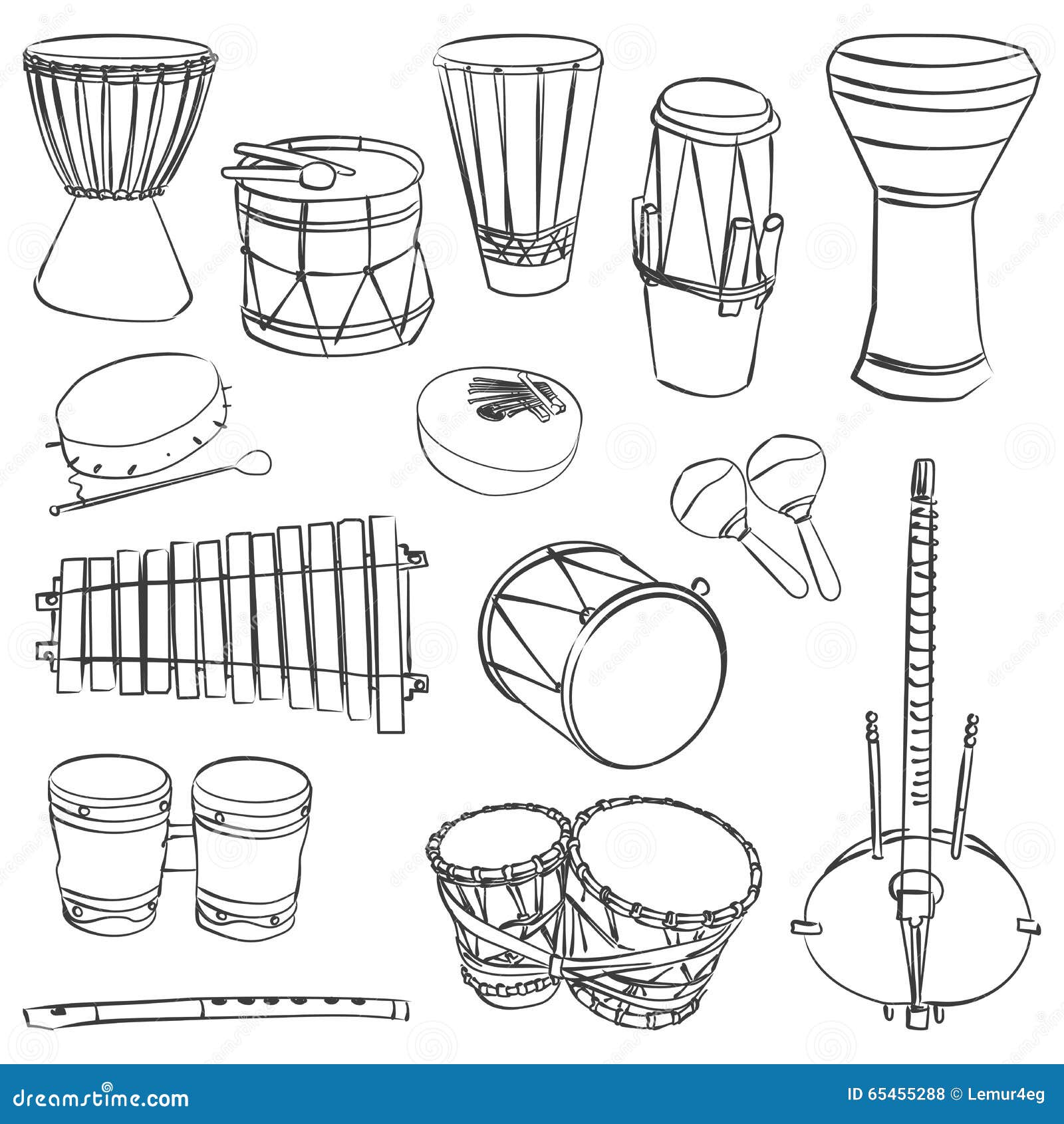 Labe Incorrecto Embutido Instrumentos Musicales Tradicionales Africanos Ilustración del Vector -  Ilustración de tambor, cadena: 65455288