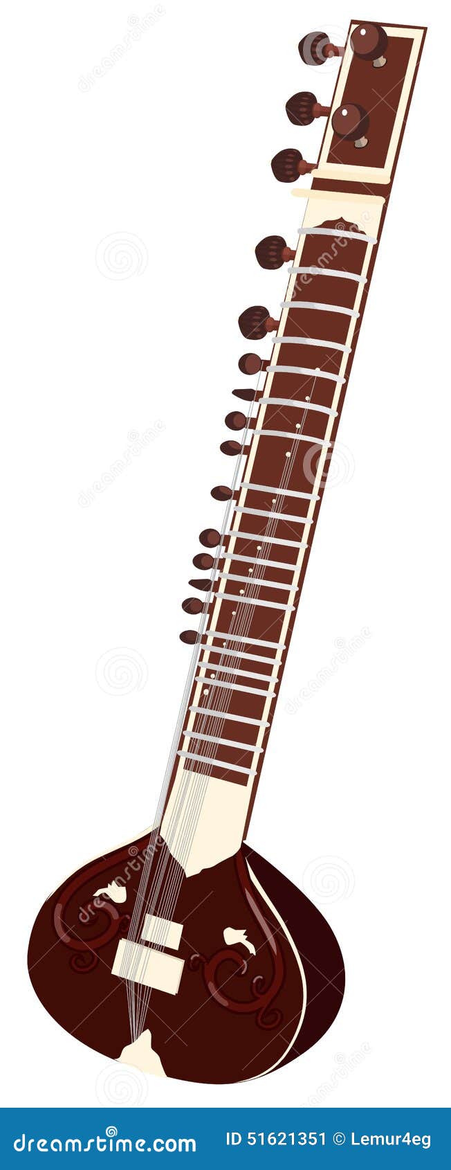 Instruments De Musique Indiens Sitar Illustration de Vecteur