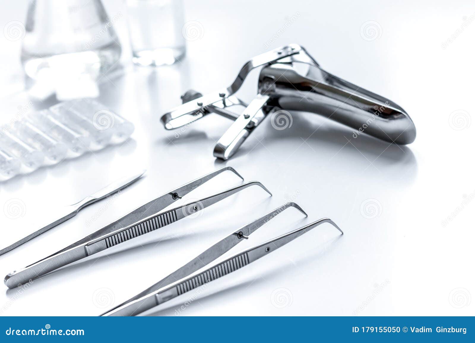Instruments of Gynecologist on White Background Stock Photo Image of