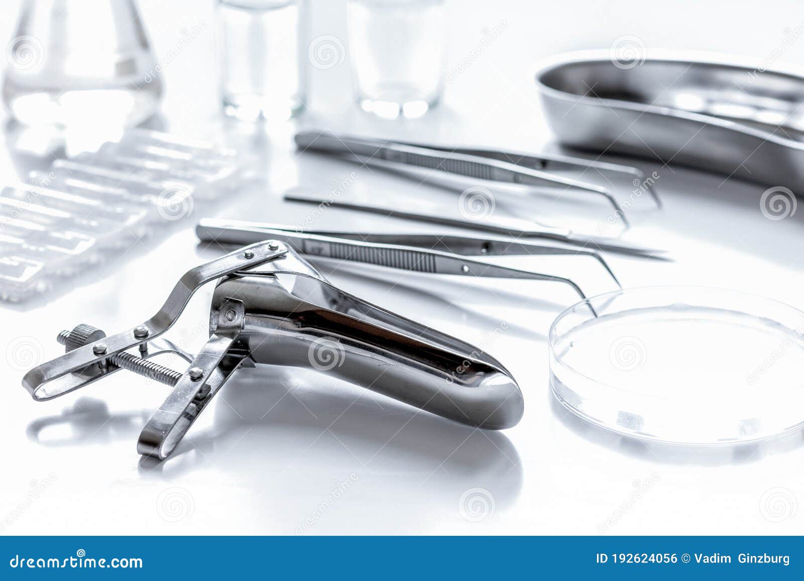 Instruments of Gynecologist on White Background Stock Photo Image of