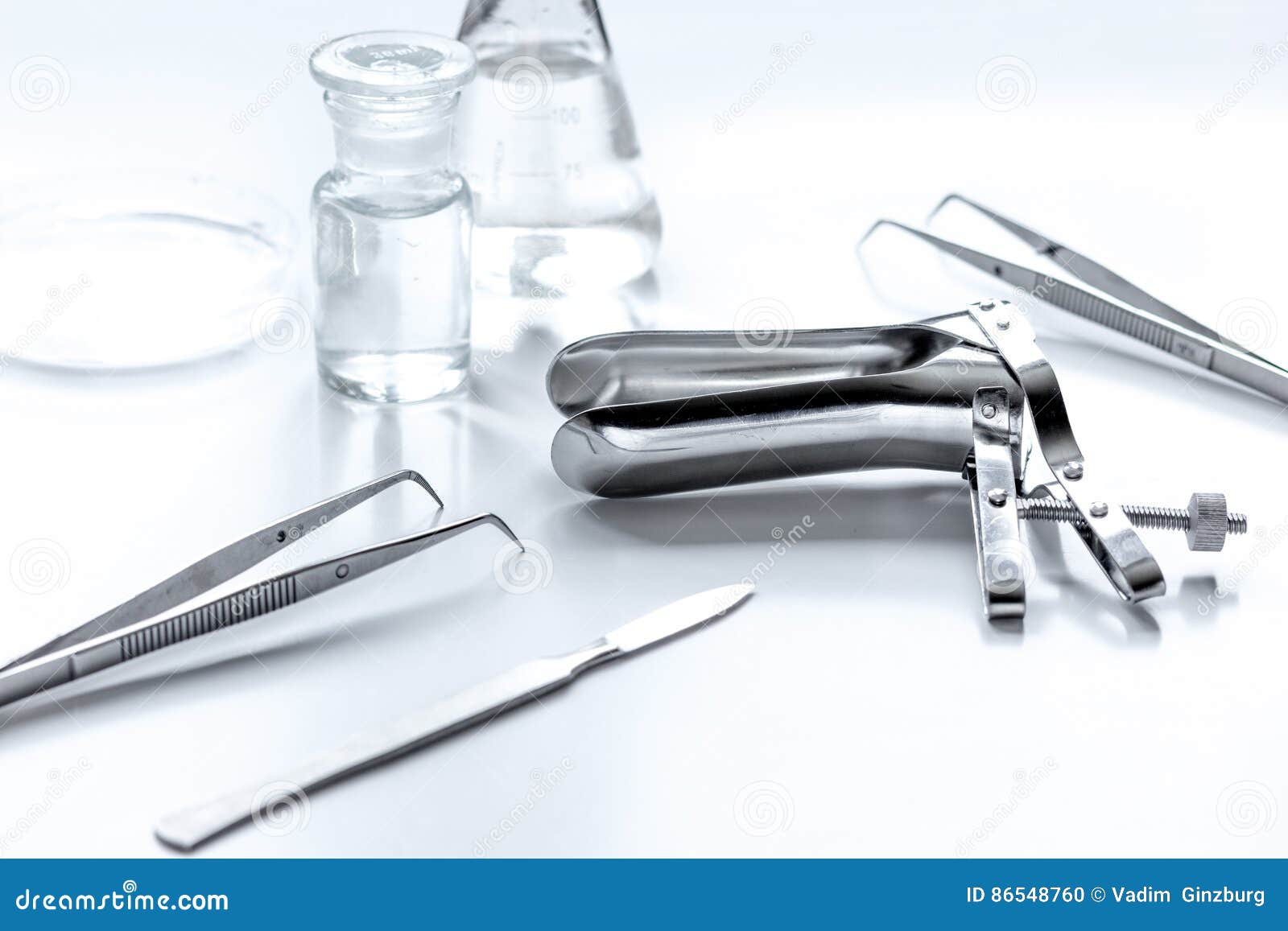 Instruments of Gynecologist on White Background Stock Photo Image of