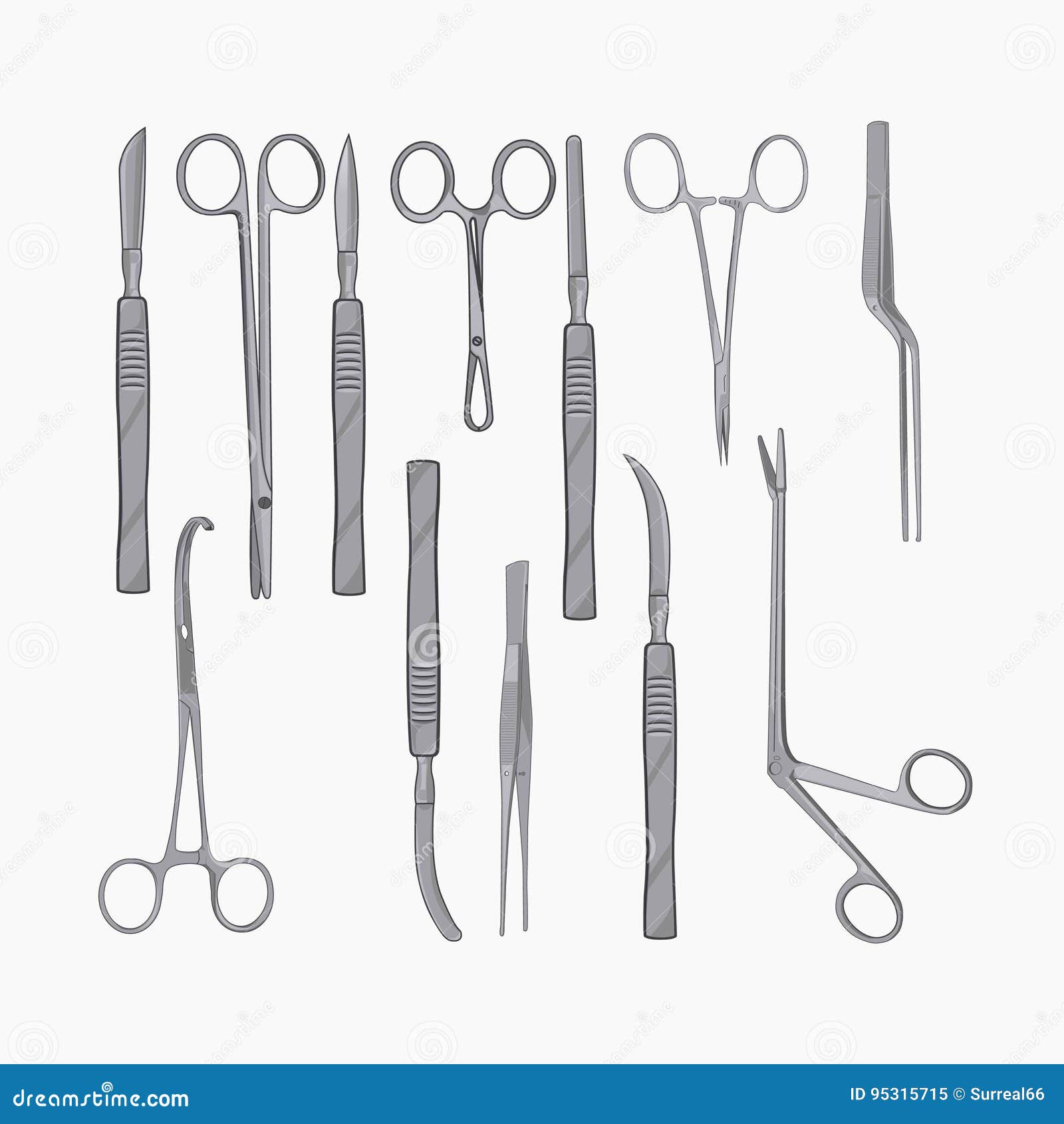 Instruments of Surgeon Isolated on White Background. Stock Vector ...