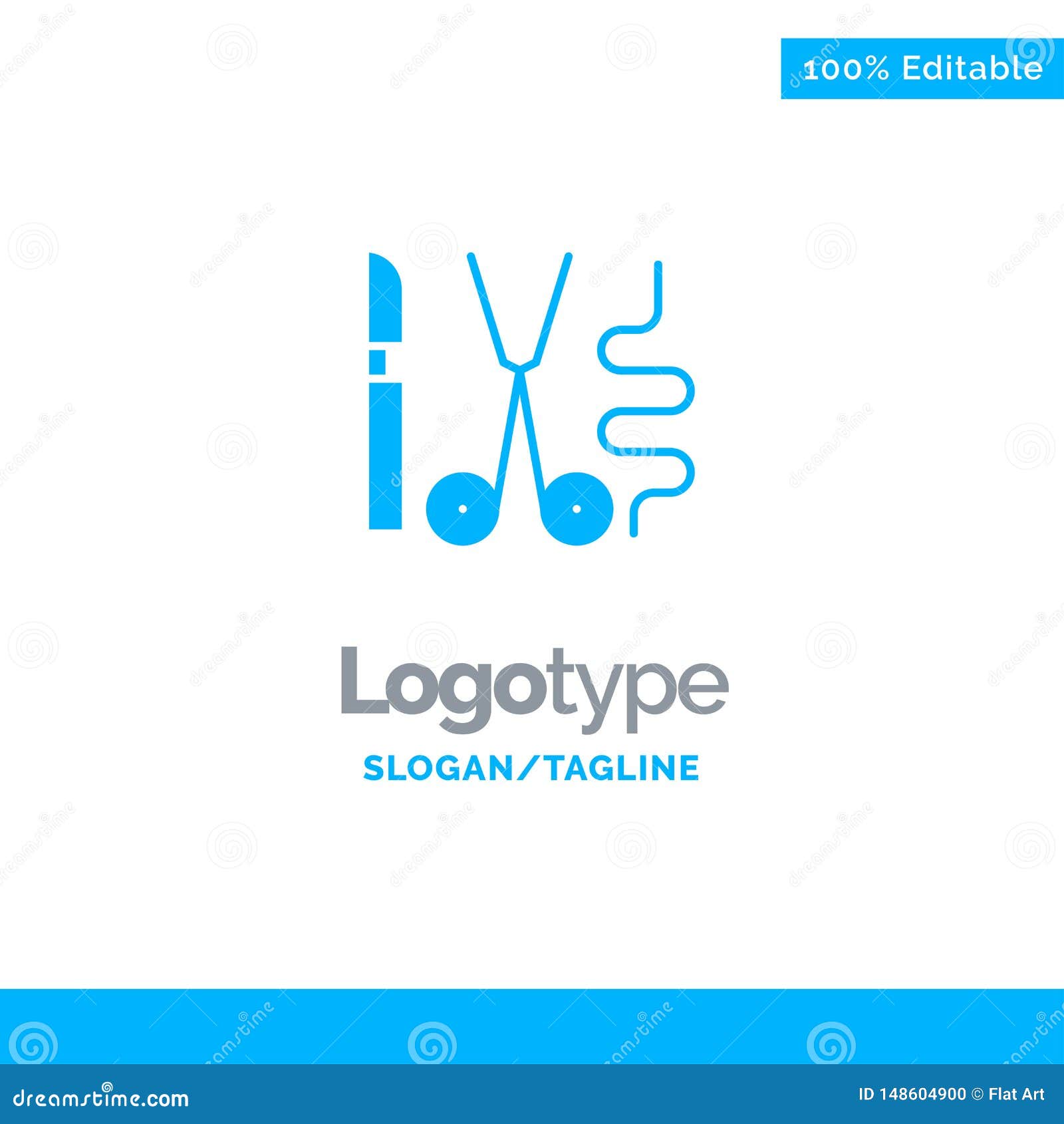 Instruments, Surgery, Tools, Medical Blue Solid Logo Template. Place
